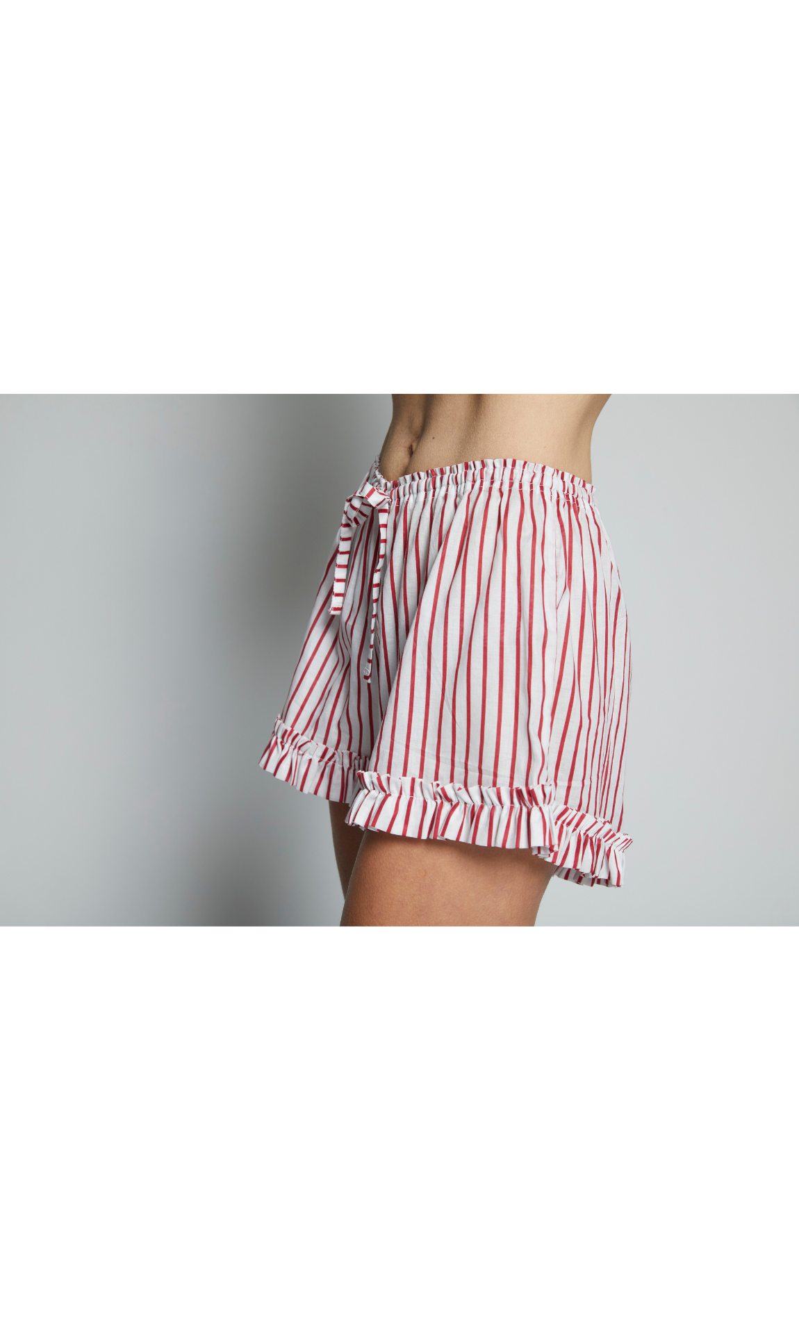 Striped Ruffle Cotton Sleep Shirt