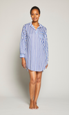 Striped Poet Sleep Shirt with Piping