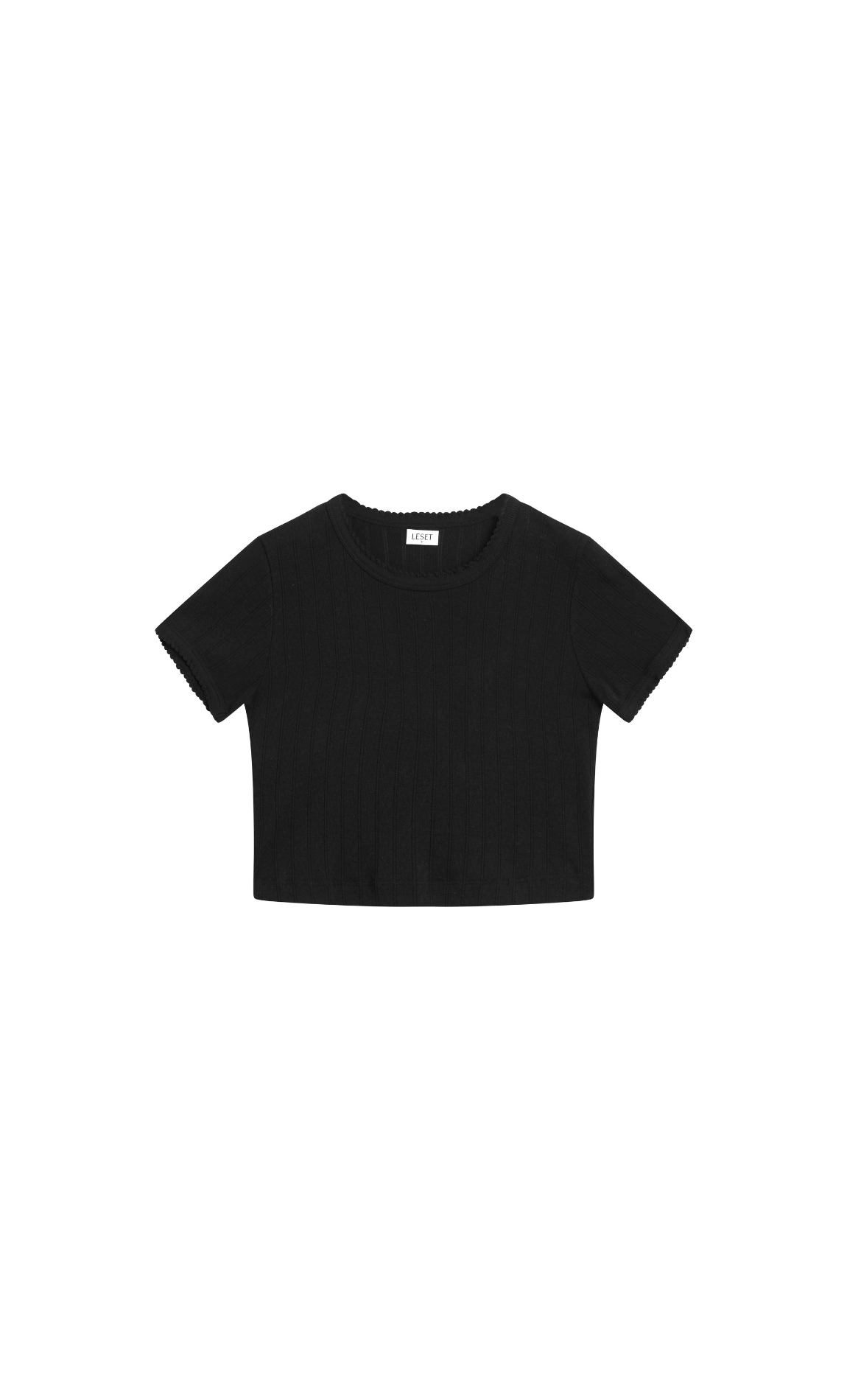 Pointelle Crop Slim Fit Tee 