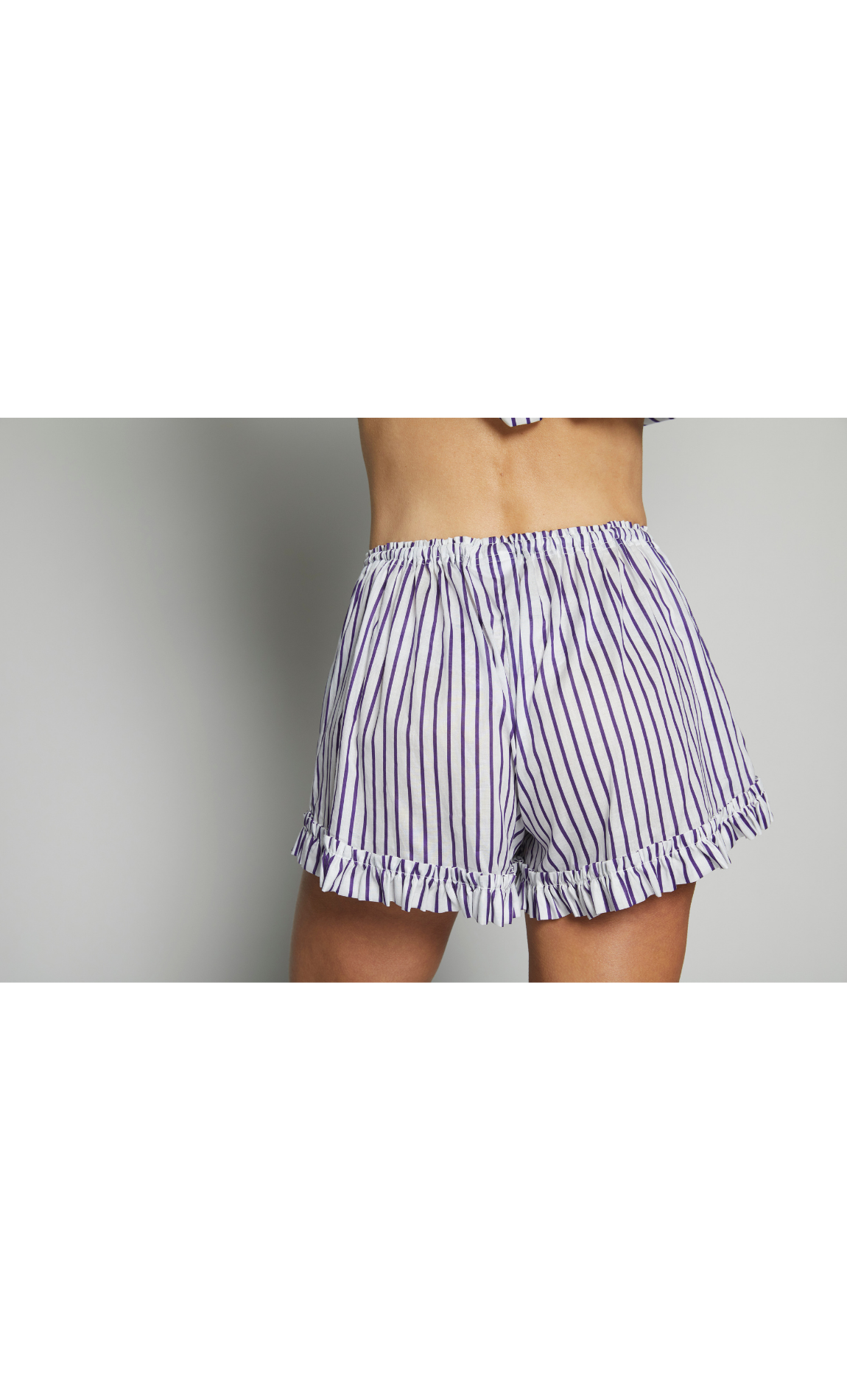 Striped Ruffle Cotton Sleep Short