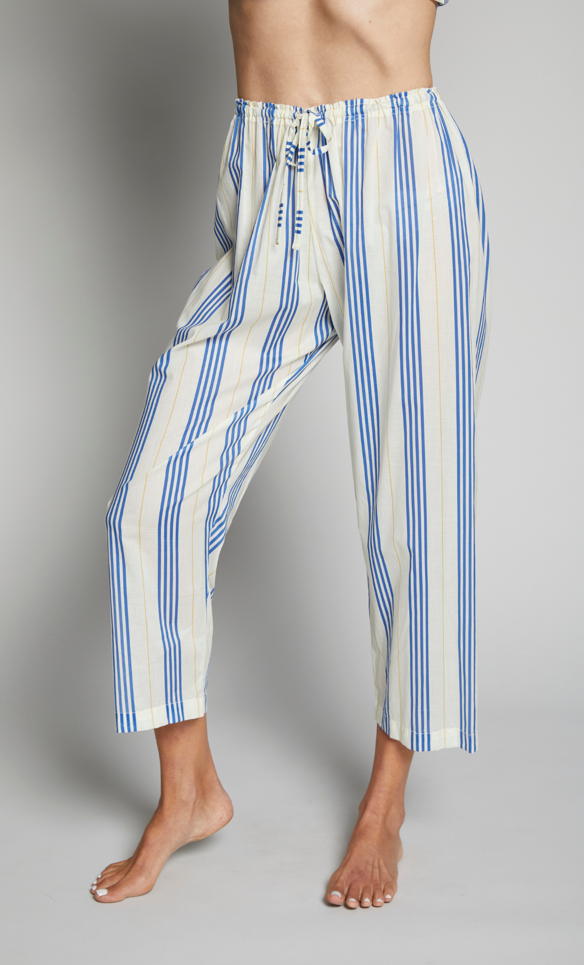 Striped Cotton Cropped Sleep Pant