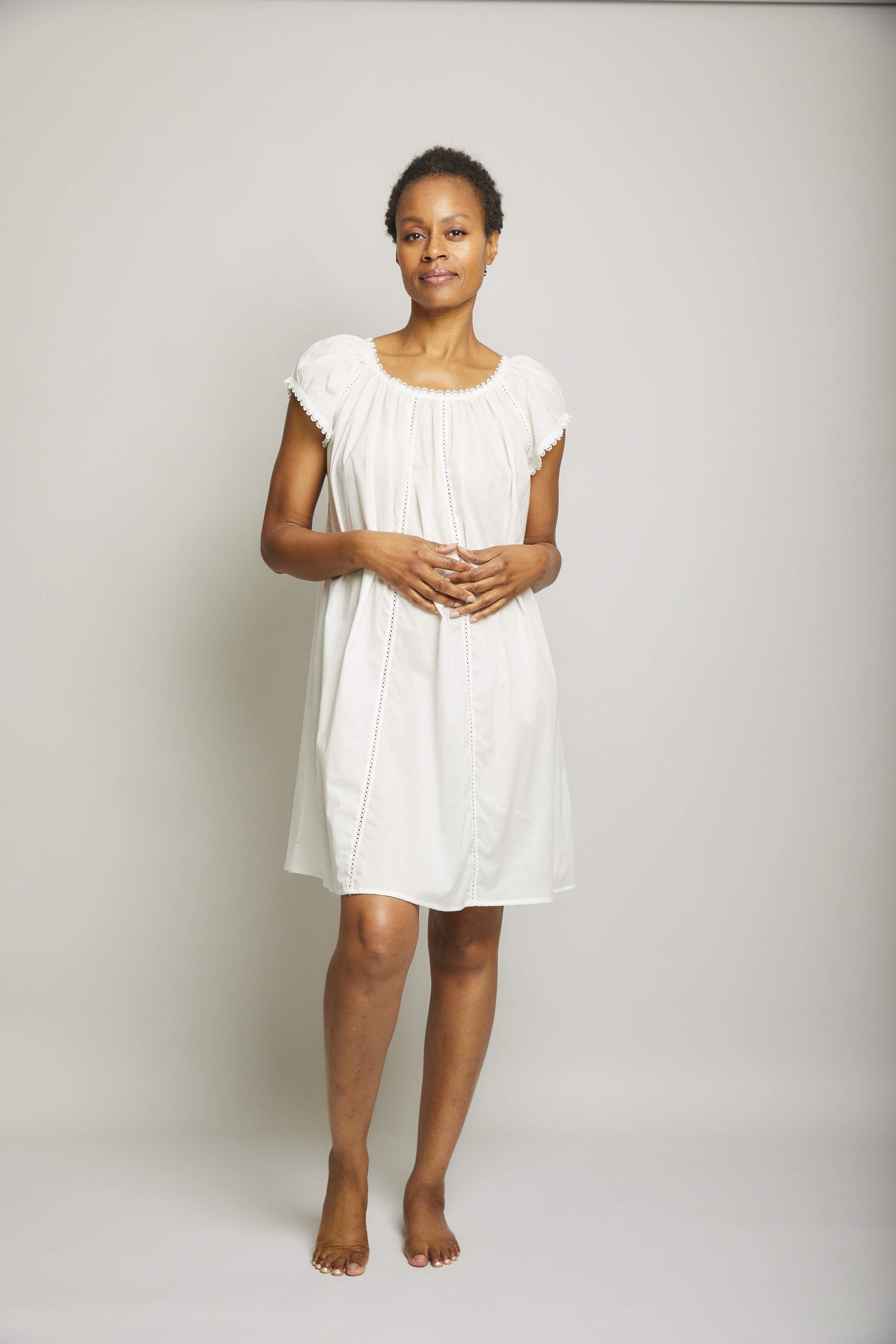 Knee Length Nightgown with Lace Front