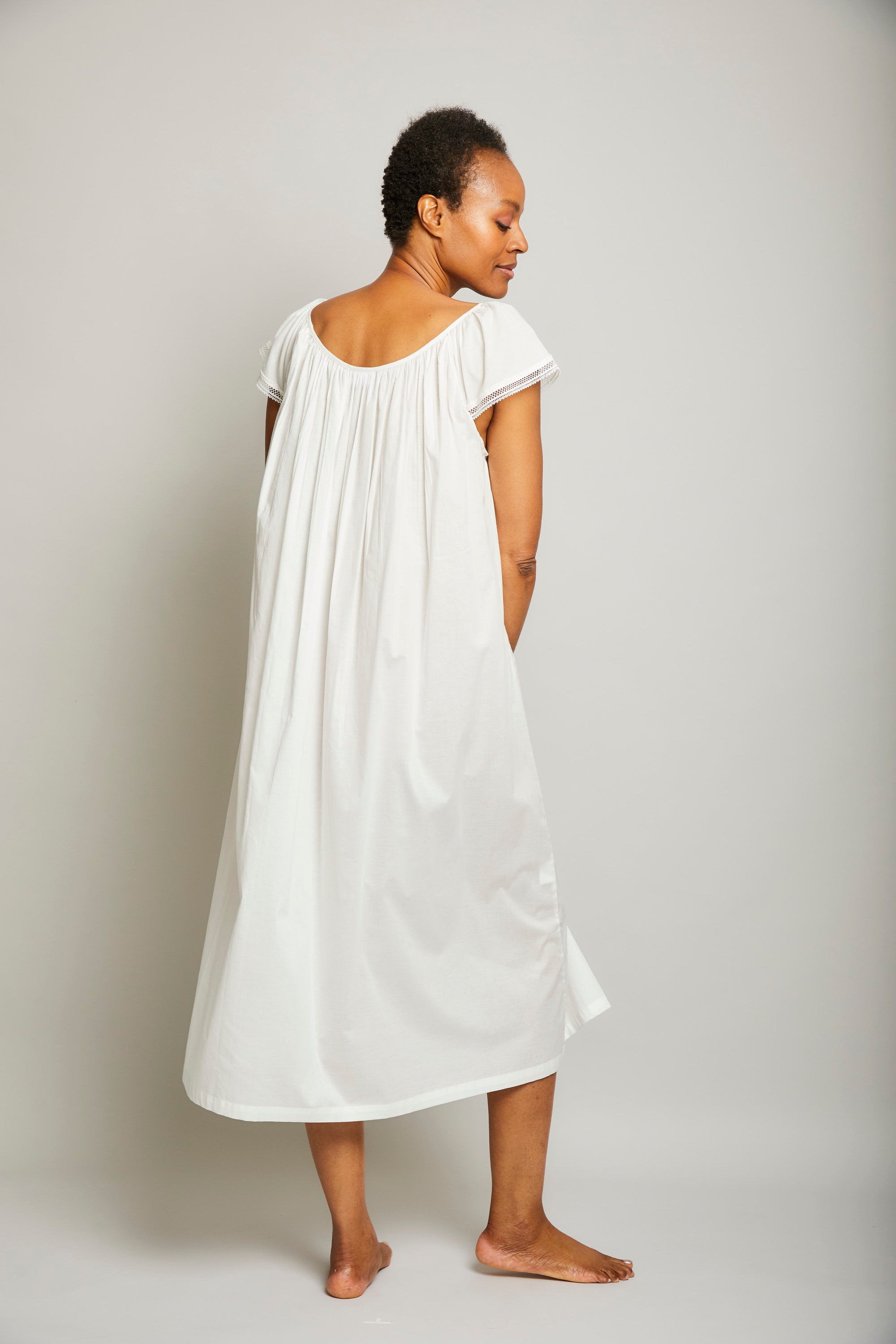 Long Josephine Nightgown with Lace Sleeves