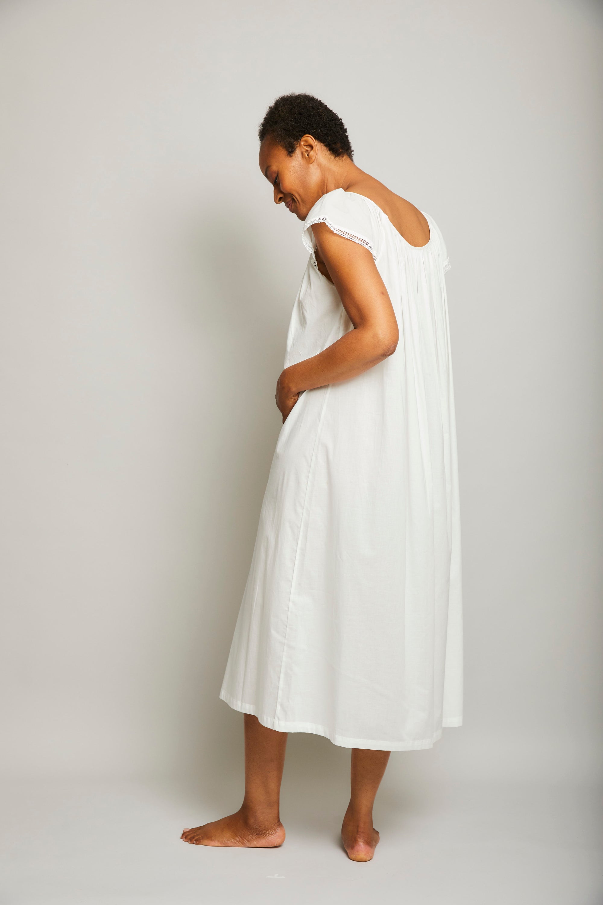 Long Josephine Nightgown with Lace Sleeves