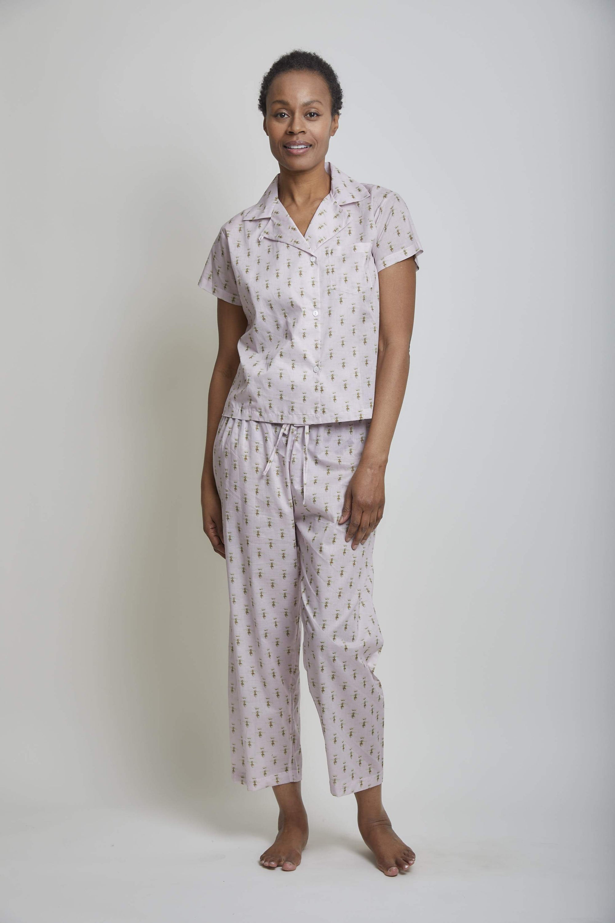Apoline Short Sleeve Cropped Pant Pajama Set