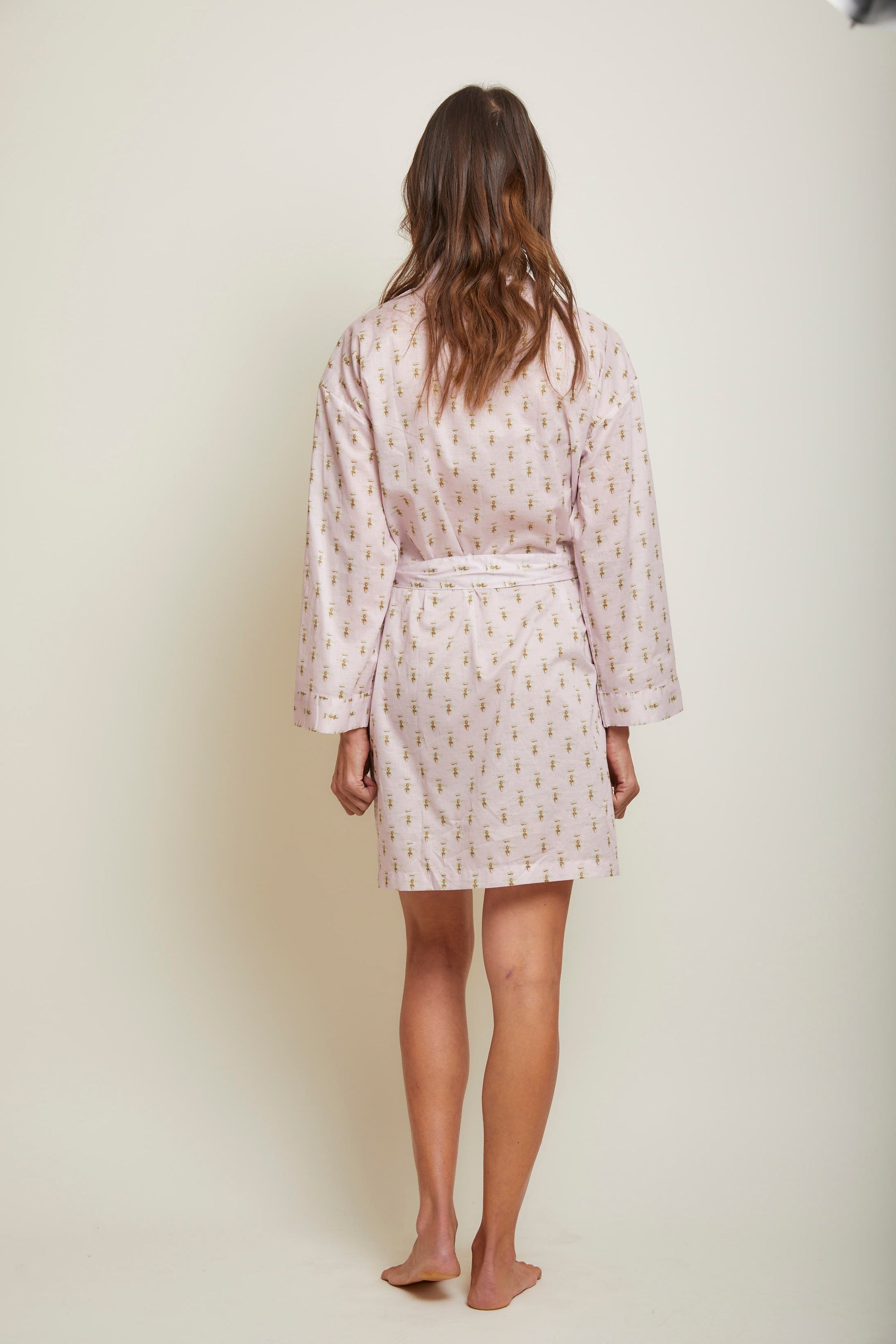 Bees Short Cotton Robe