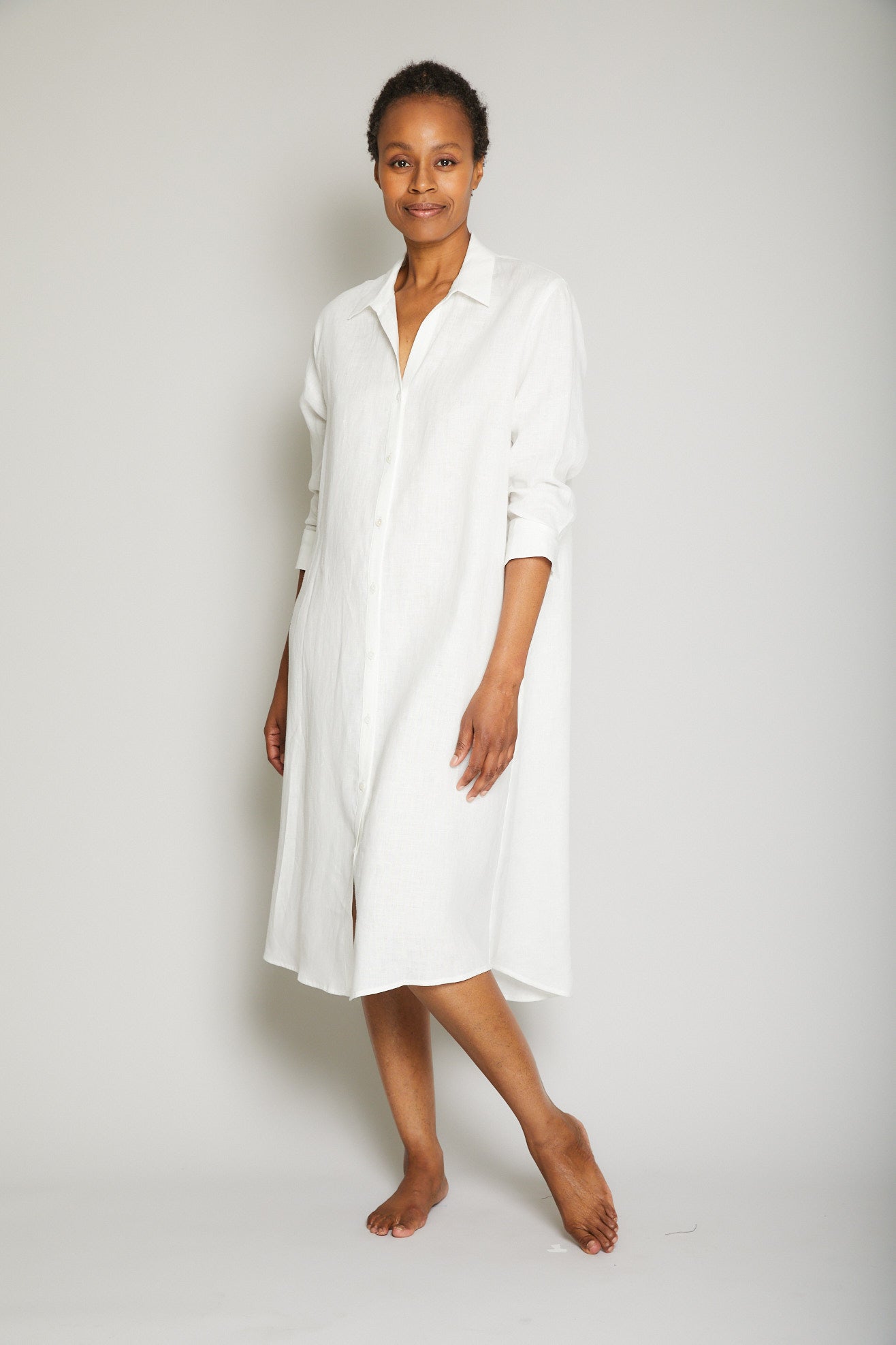 Linen Button Down Shirt Dress