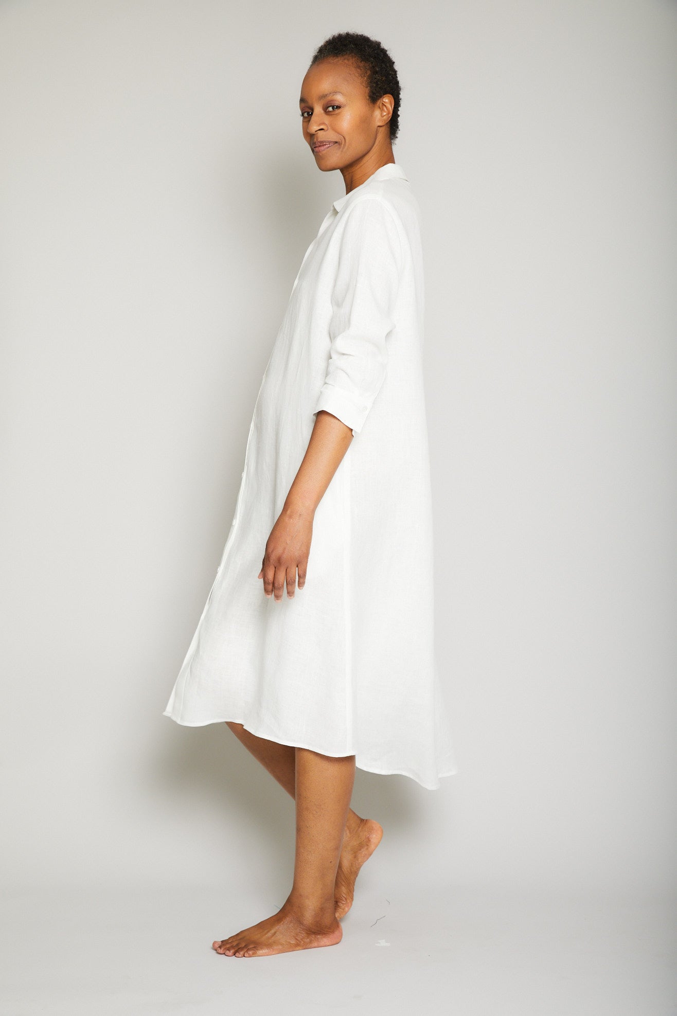 Linen Button Down Shirt Dress