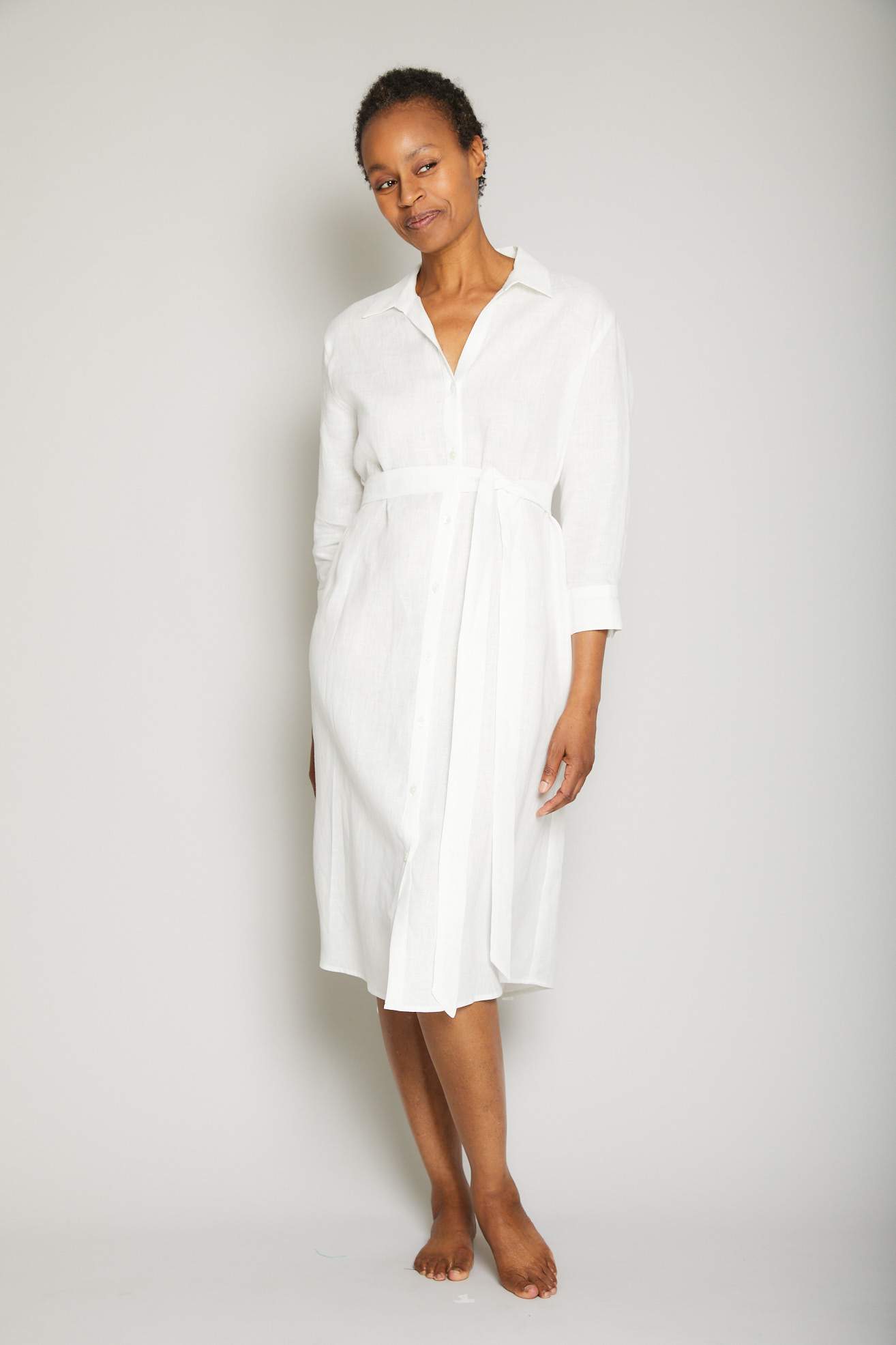 Linen Button Down Shirt Dress