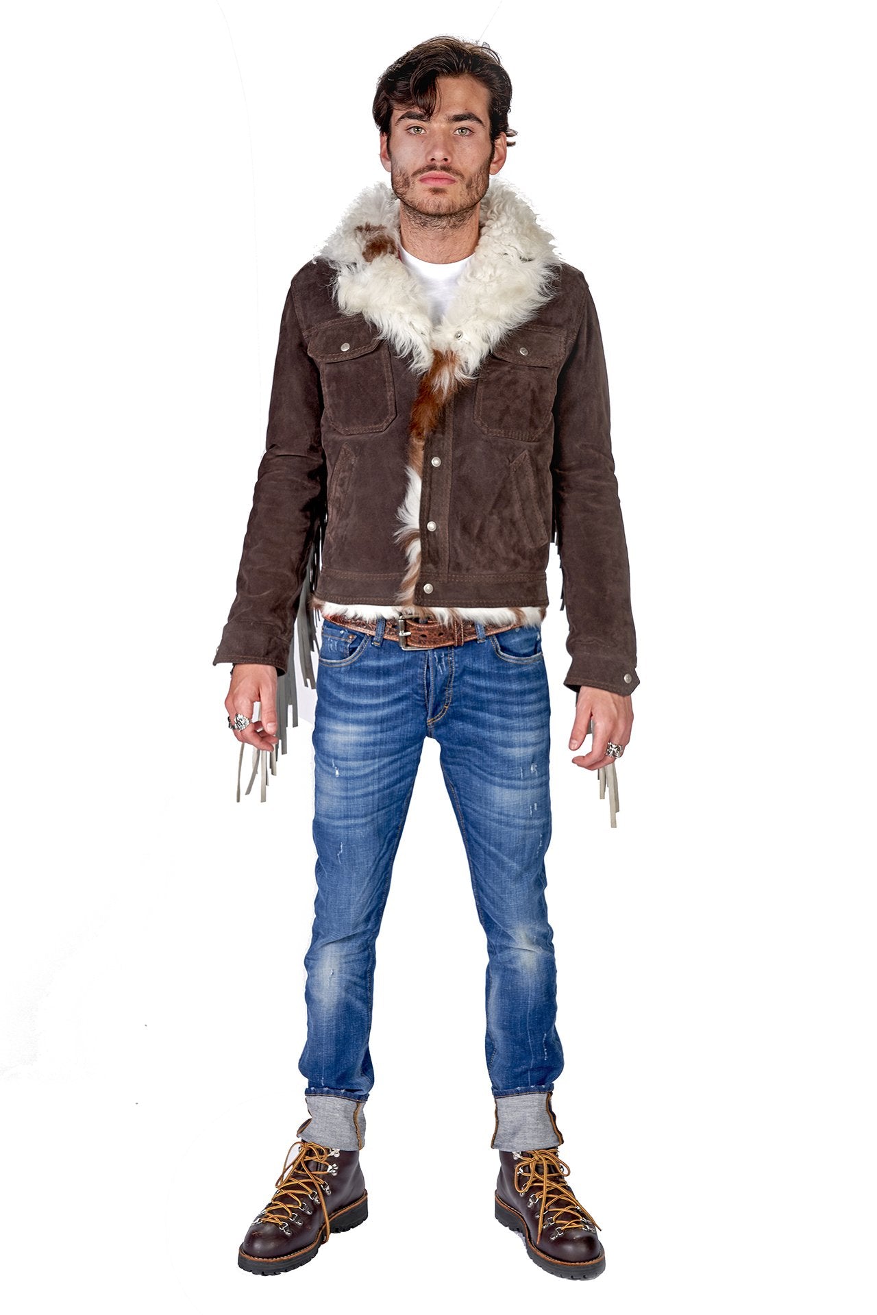 Worker Trucker with Suede Fringe