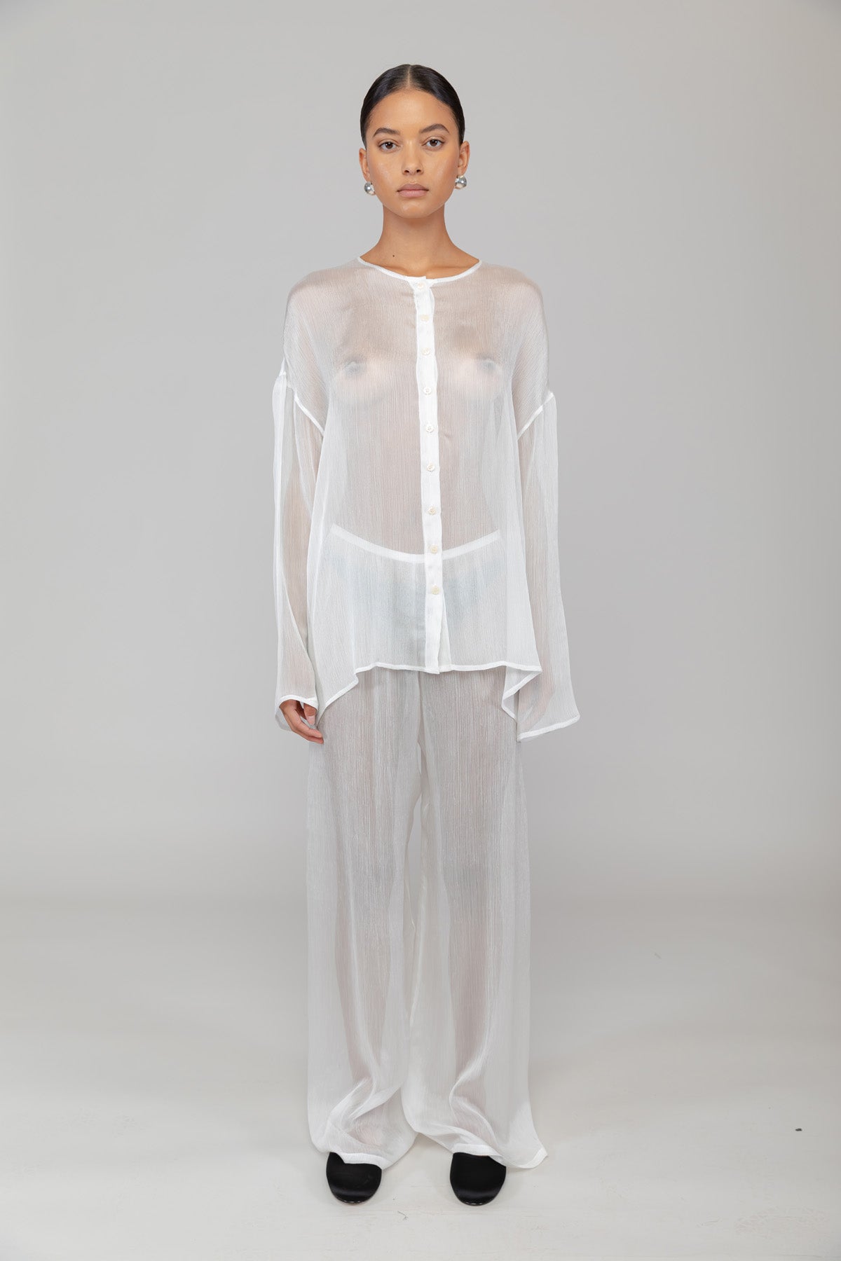 Celia Collarless Button Down