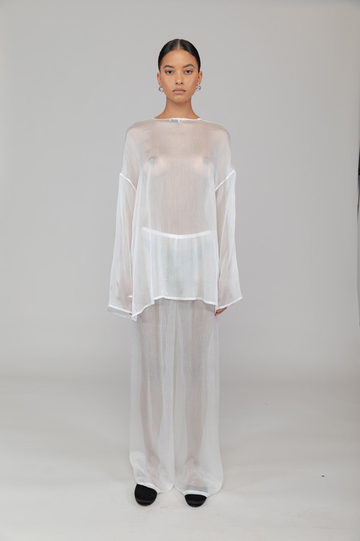 Celia Collarless Button Down