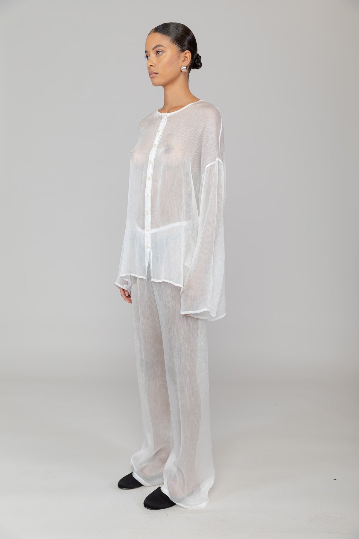 Celia Collarless Button Down