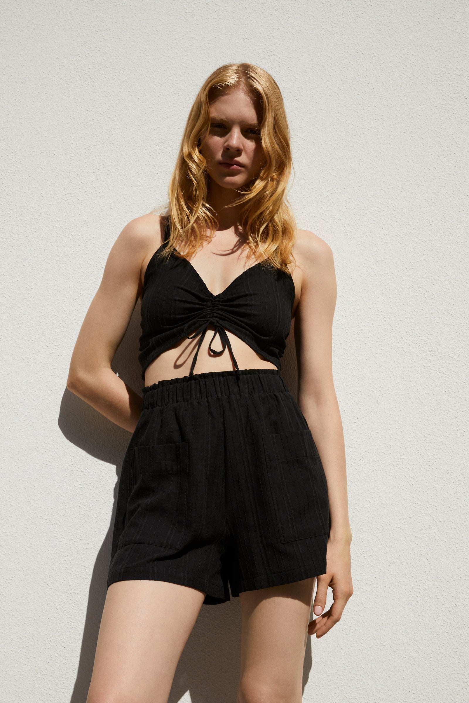 Ponza Ruched Front Cropped Top