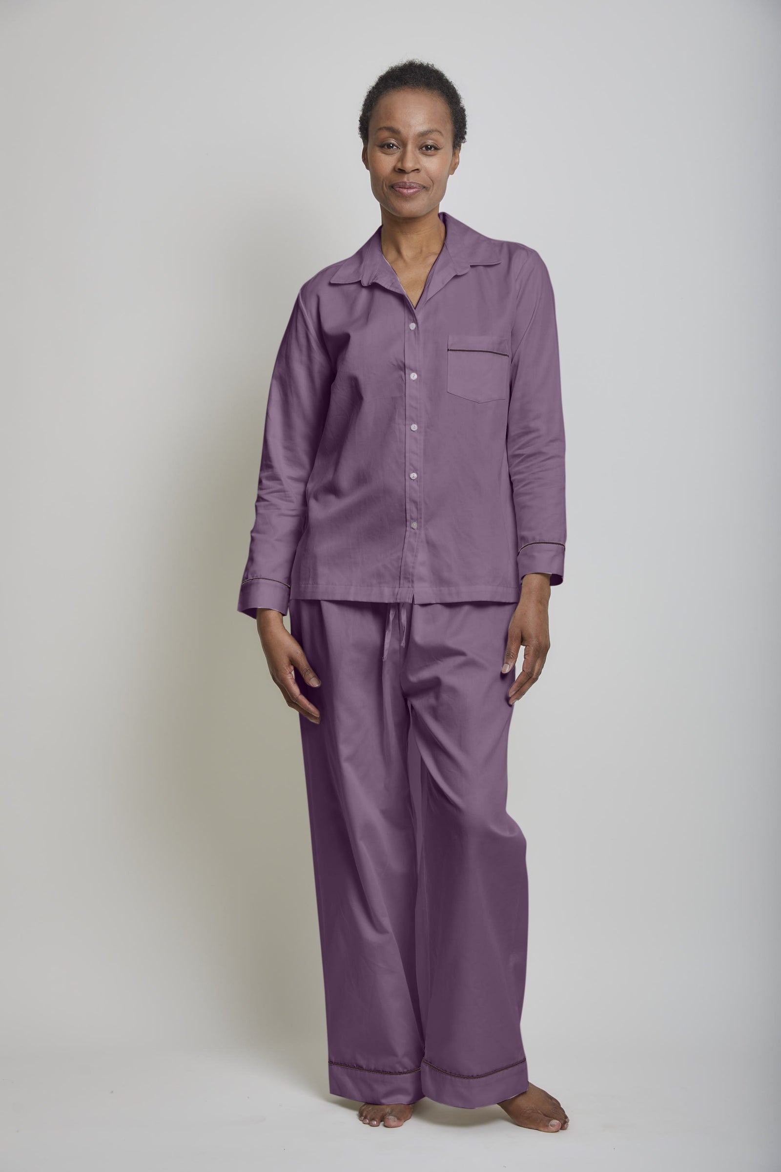 Cotton Sateen Piped PJ Set