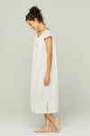 Long Cap Sleeve Nightgown with Flower Trim