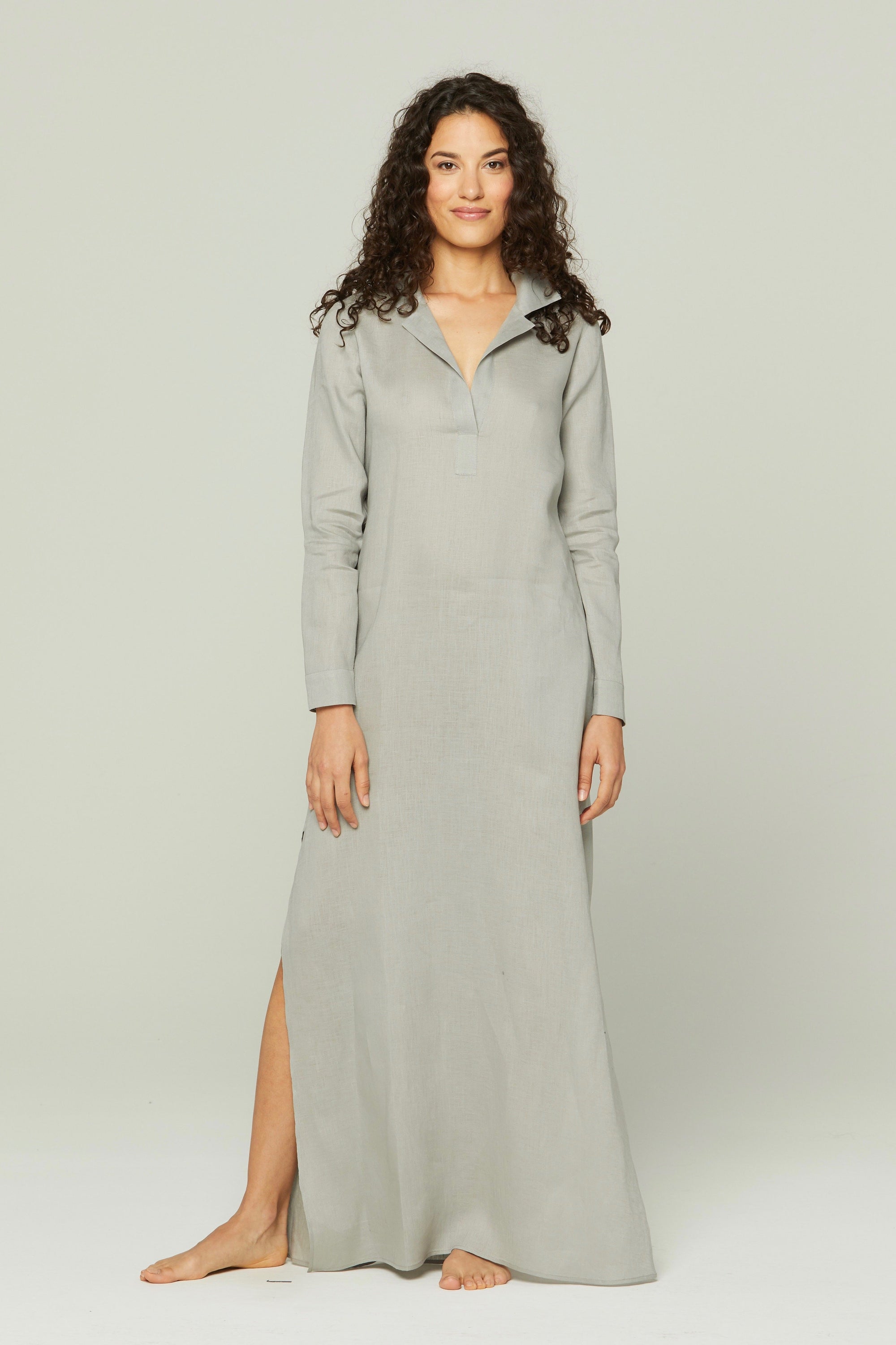 Long Linen Shirt Dress