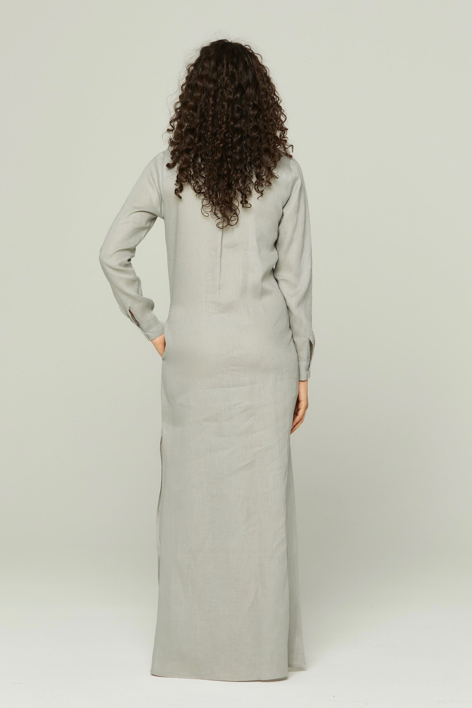 Long Linen Shirt Dress