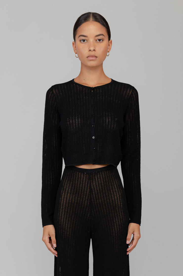 Jasmine Pointelle Crop Cardigan