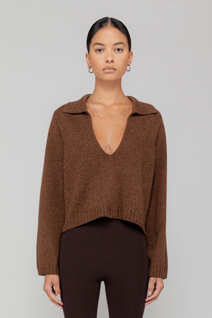 Zoe Crop V Neck Polo