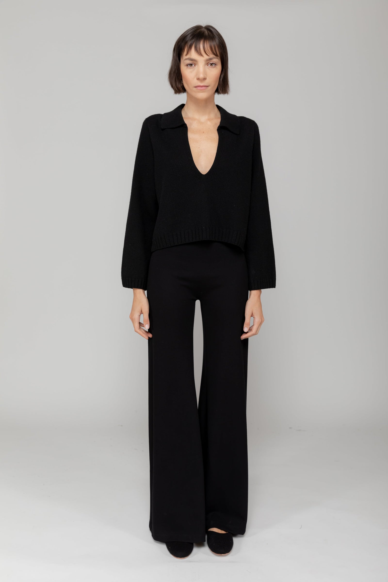 Zoe Crop V Neck Polo