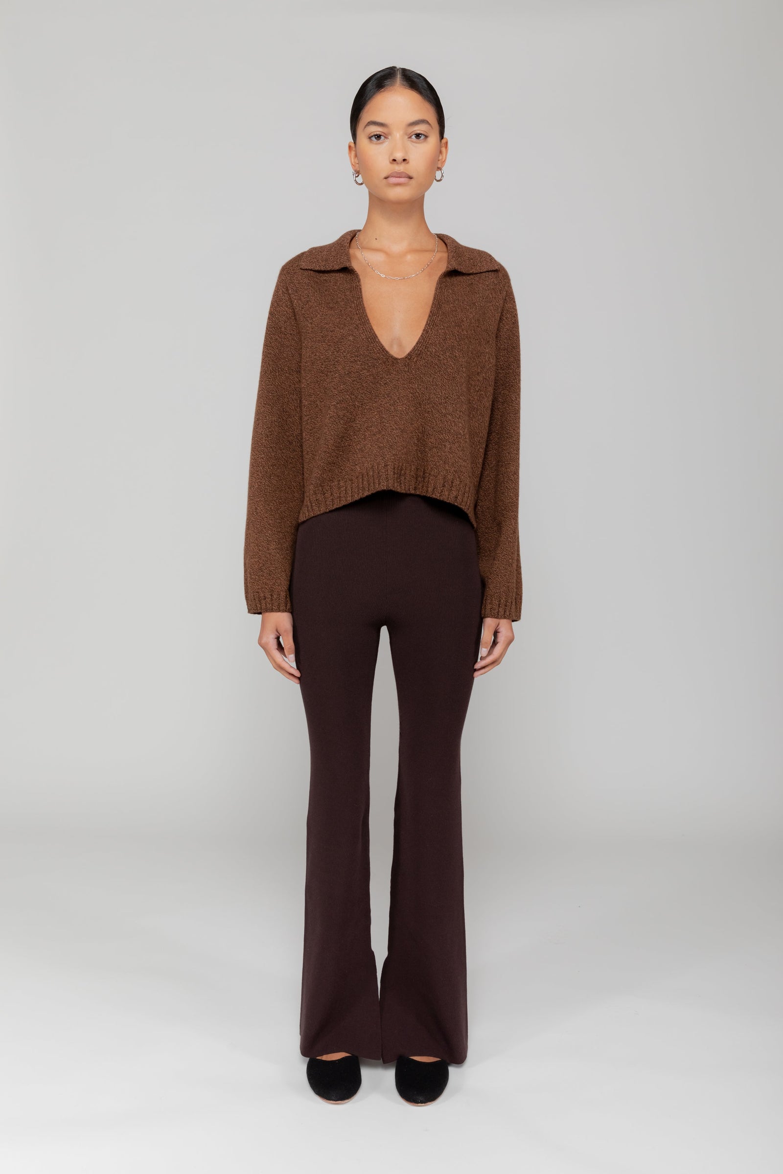 Zoe Crop V Neck Polo