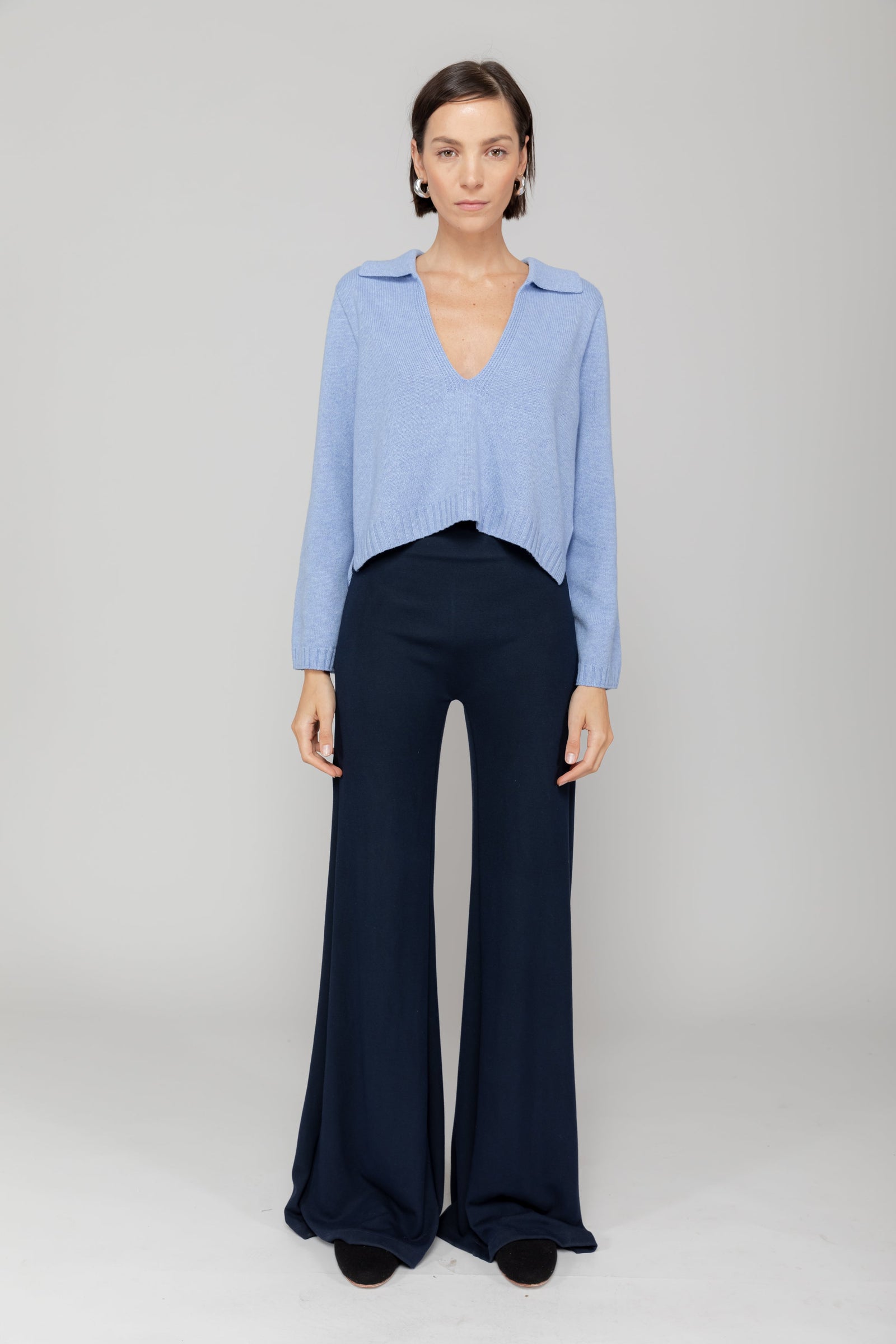 Zoe Crop V Neck Polo