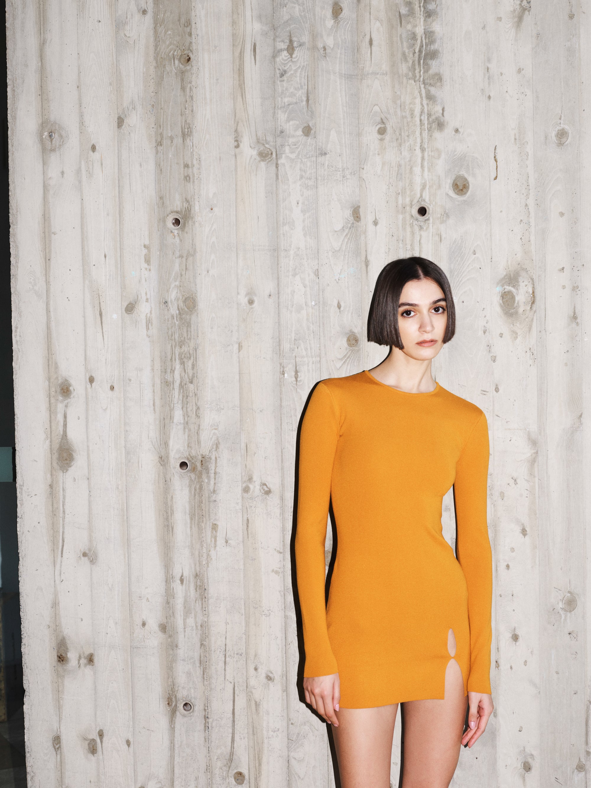 Drop Slit Mini Knit Dress