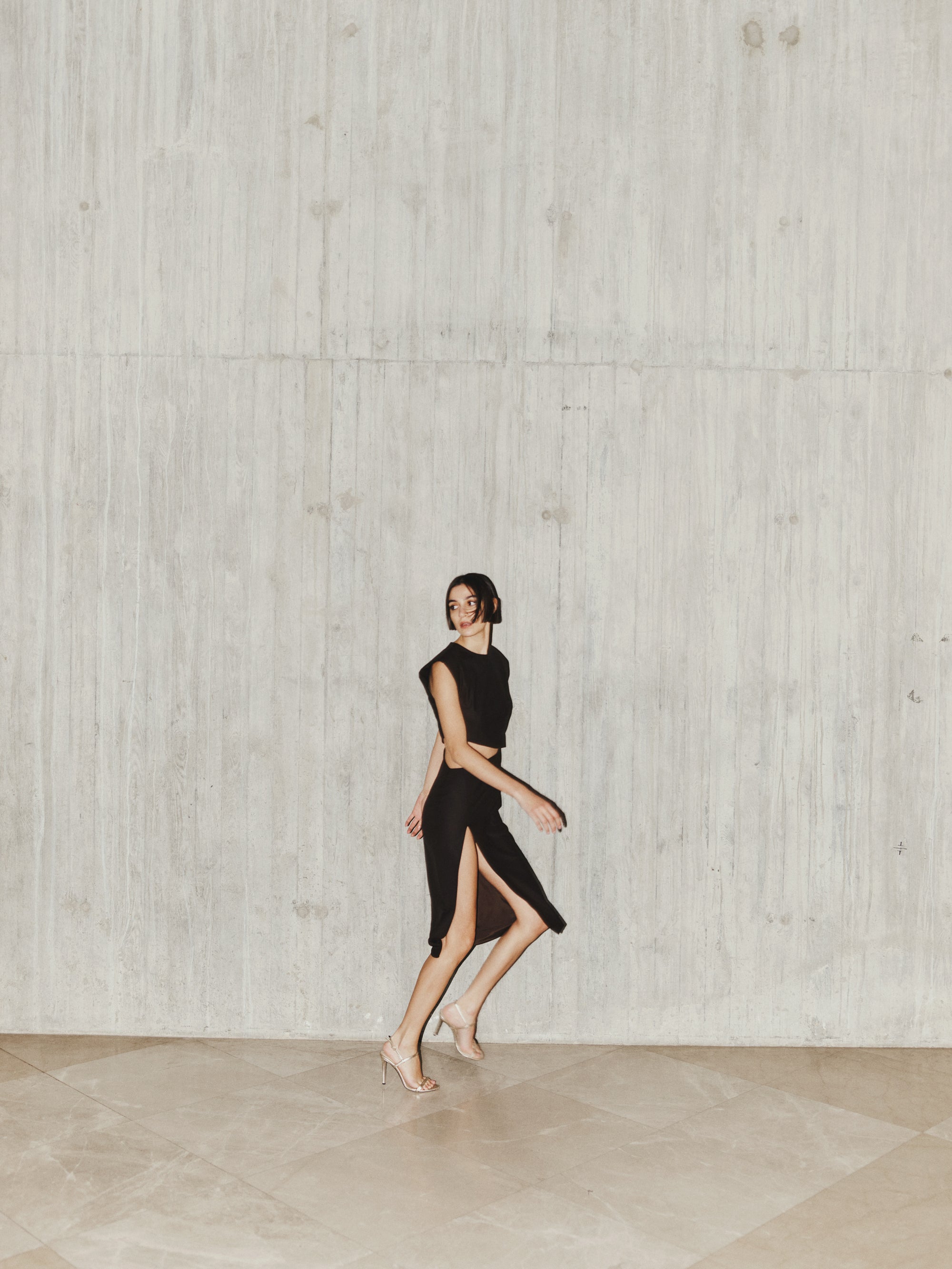 Cut-Out Midi Wool Dress