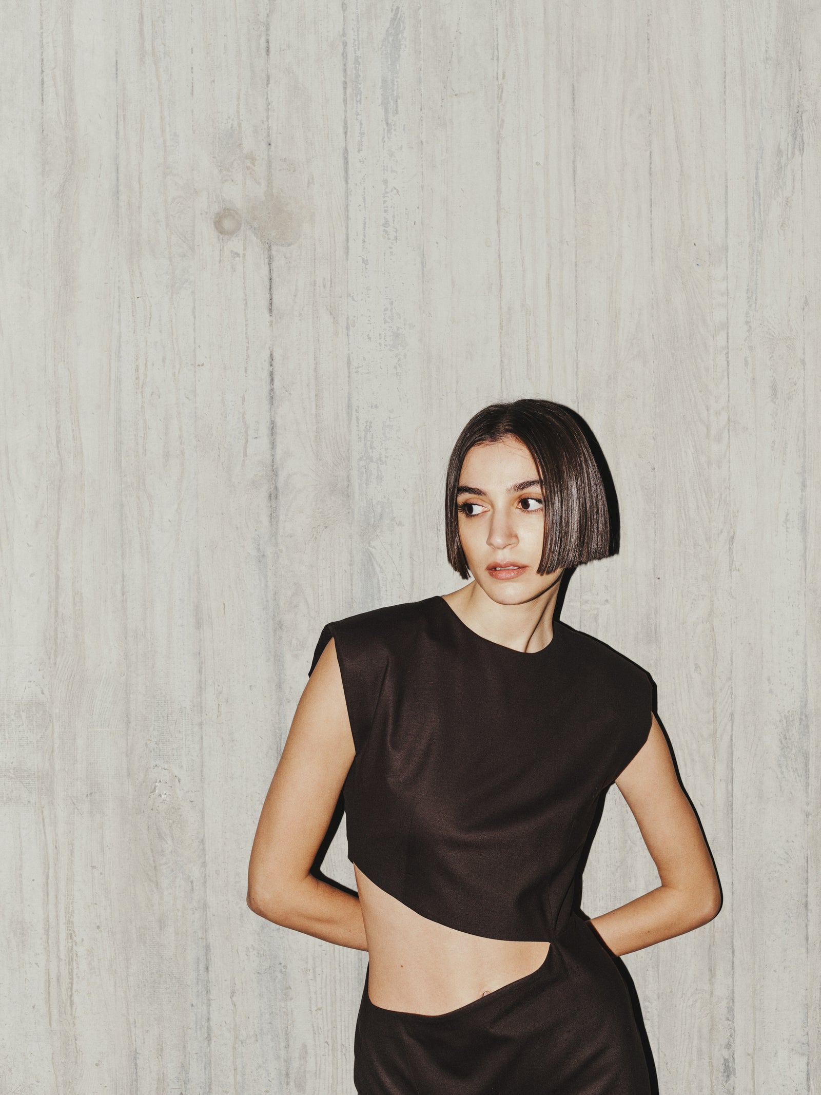 Cut-Out Midi Wool Dress