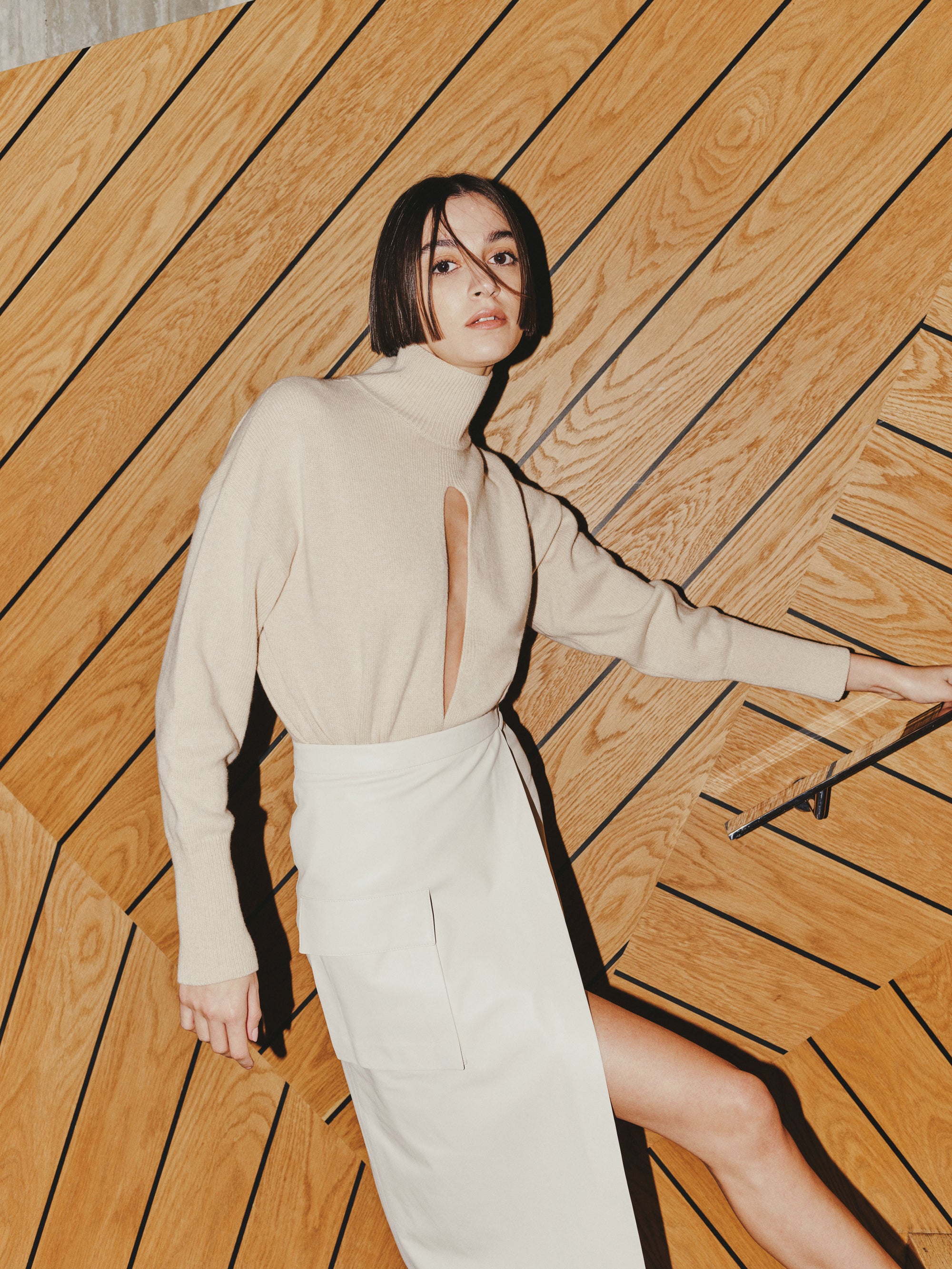 Wrap Pocket Midi Leather Skirt