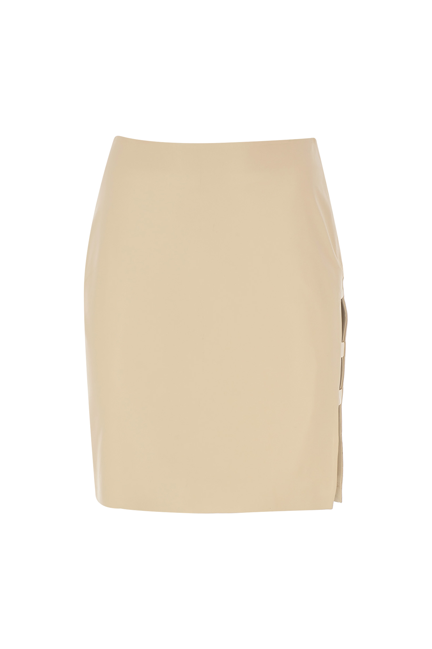 Square Slit Leather Skirt