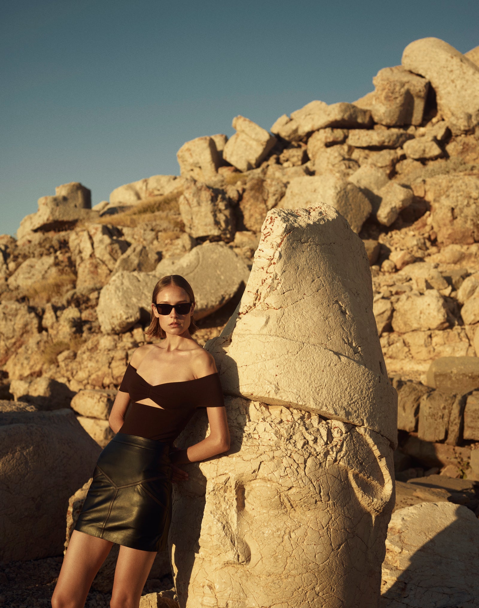 Pipe Mini Leather Skirt