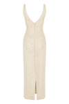 Tweed Maxi Cutout V Neck Dress