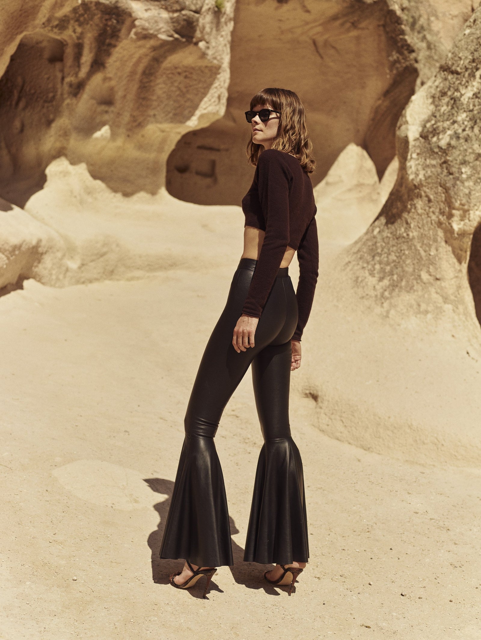 Flare Stretch Leather Pants