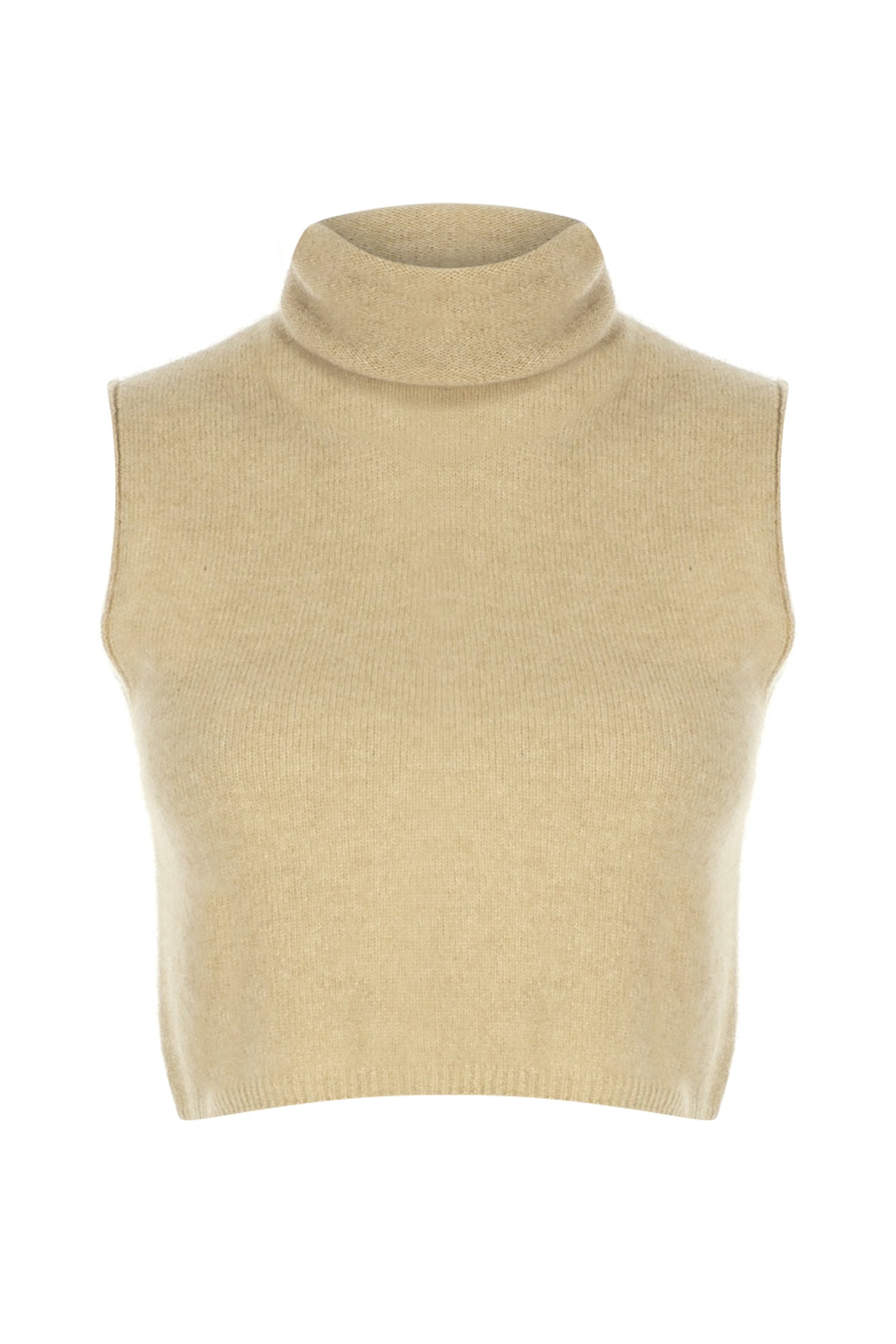 Sleeveless Cashmere Crop Rollneck