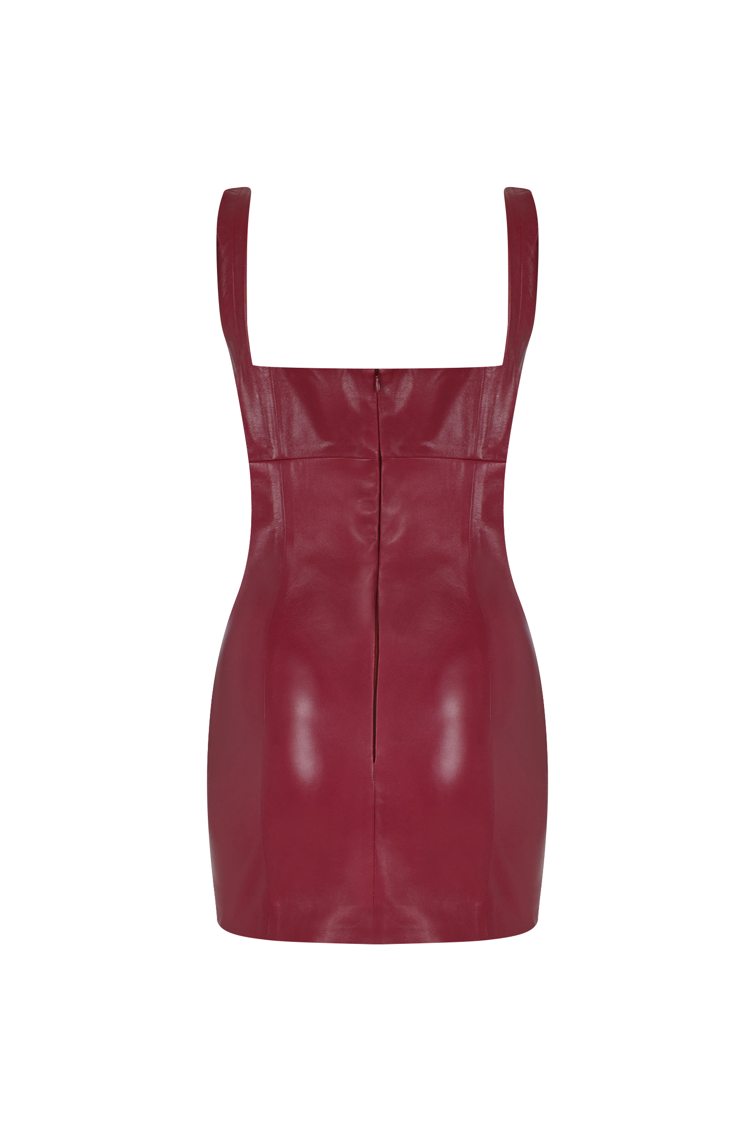 Square Neck Mini Leather Dress