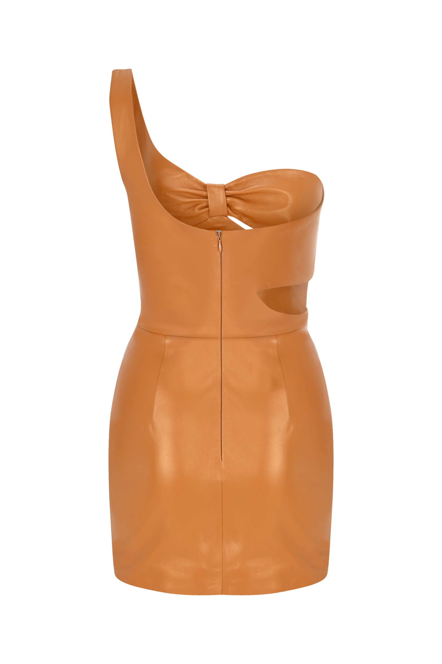 Asymmetric Leather Mini Dress