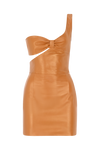 Asymmetric Leather Mini Dress
