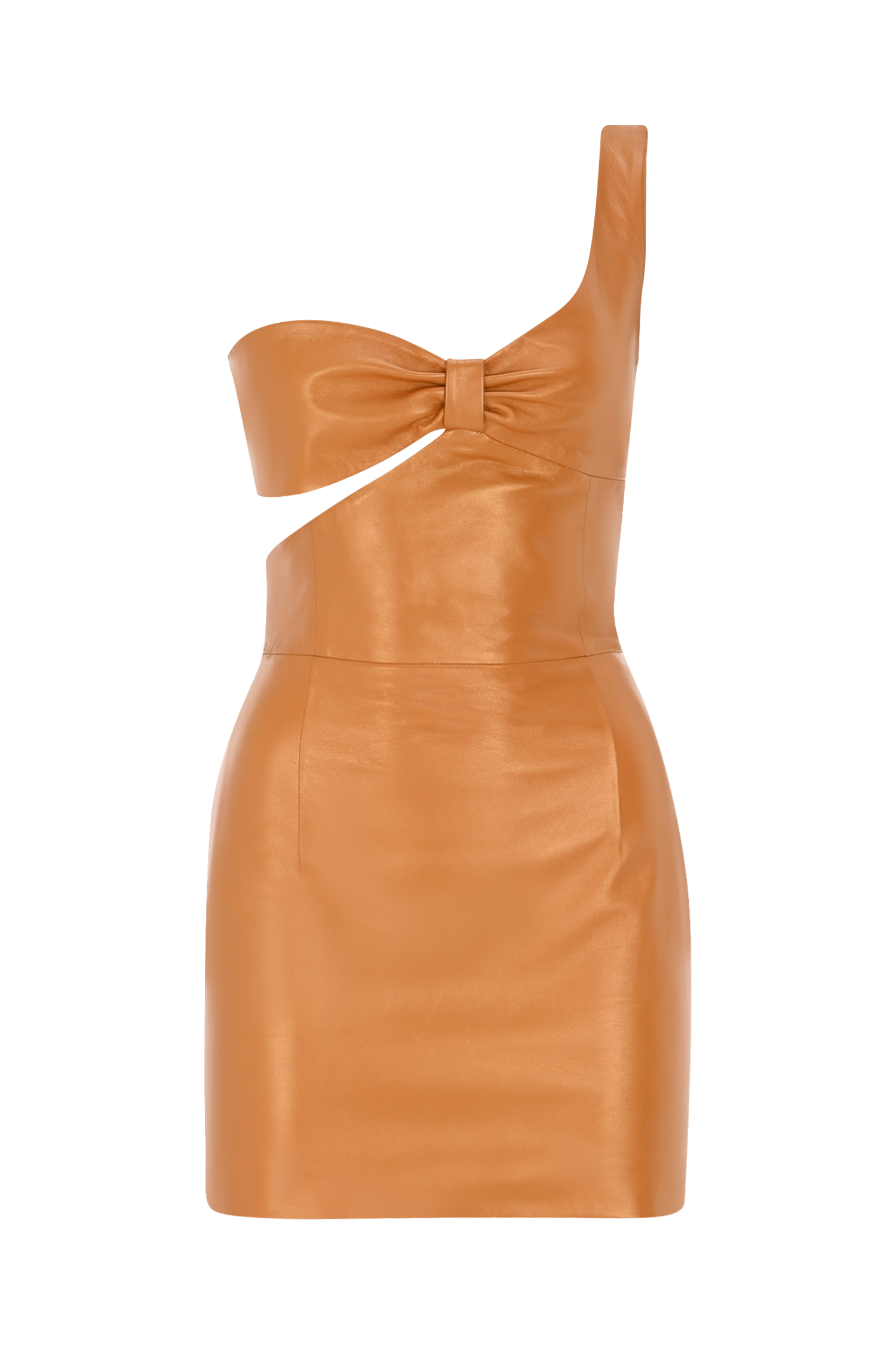 Asymmetric Leather Mini Dress