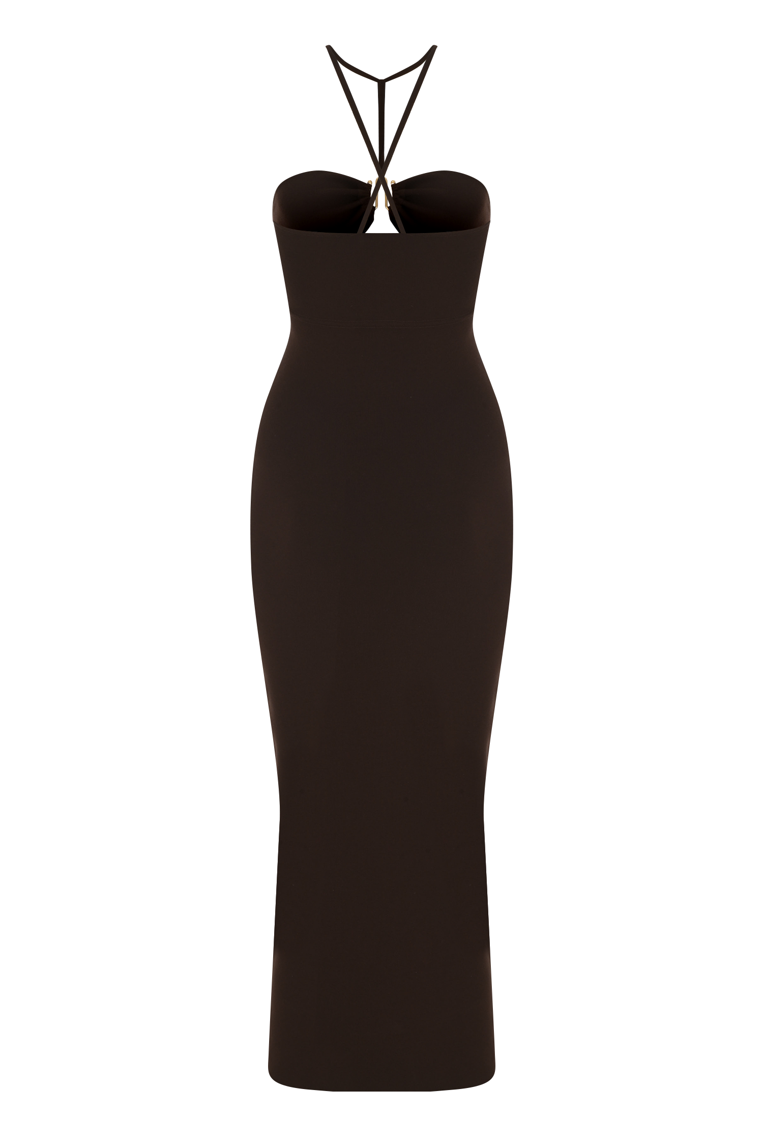 Y Neck Knit Midi Dress