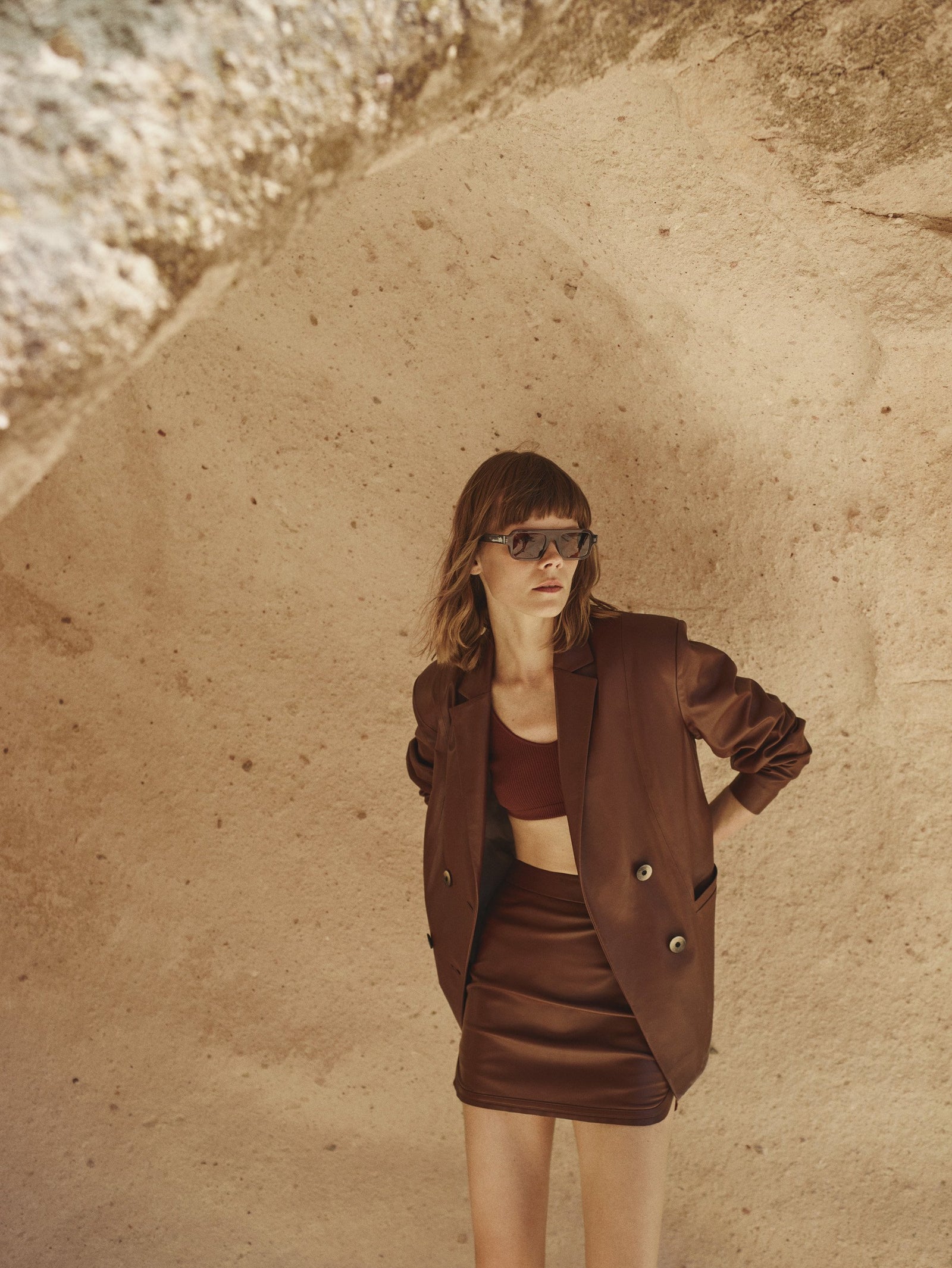 Wave Leather Mini Skirt