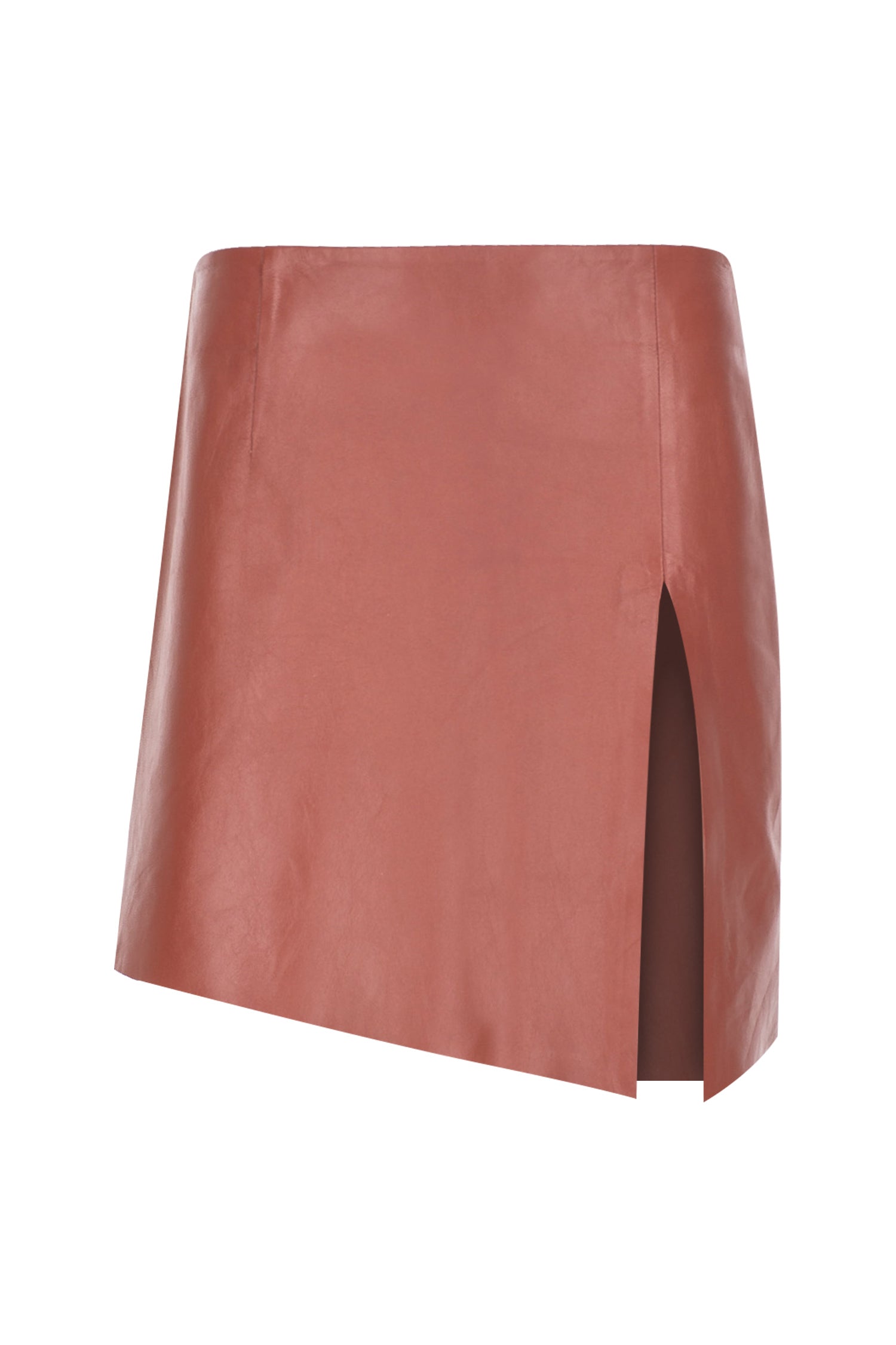 Deep Slit Mini Leather Skirt