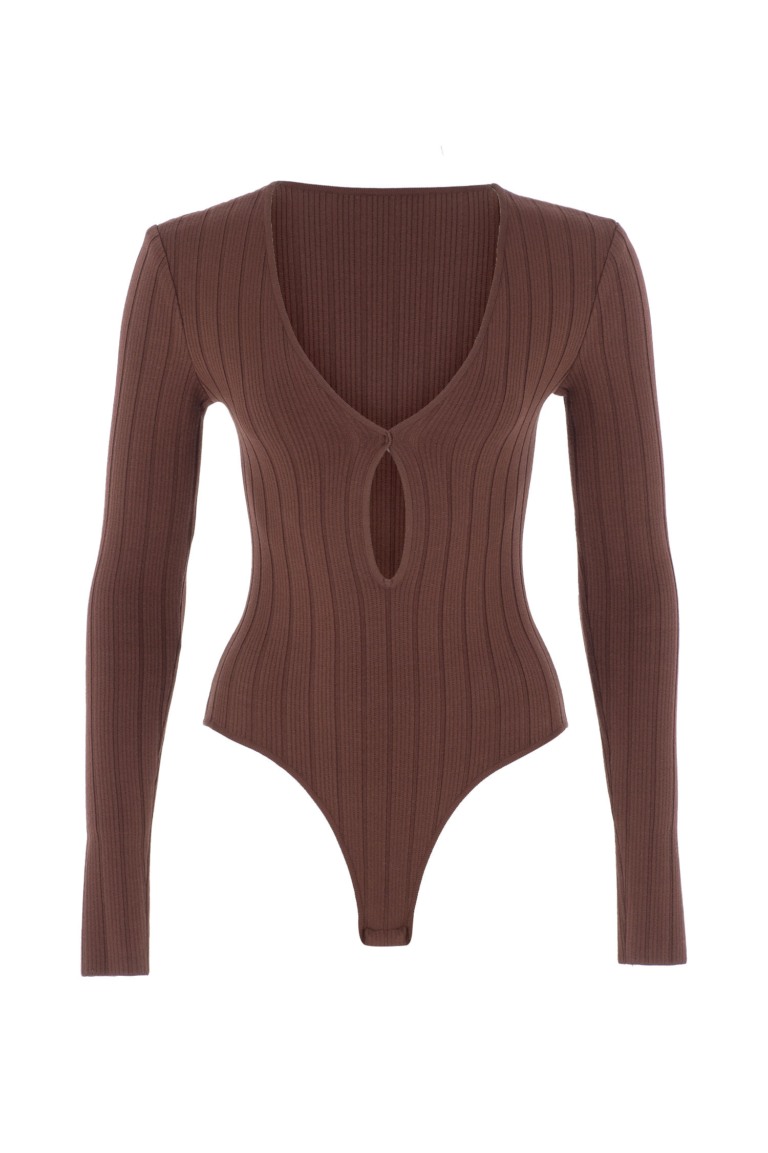Cutout Drop V Neck Knit Bodysuit