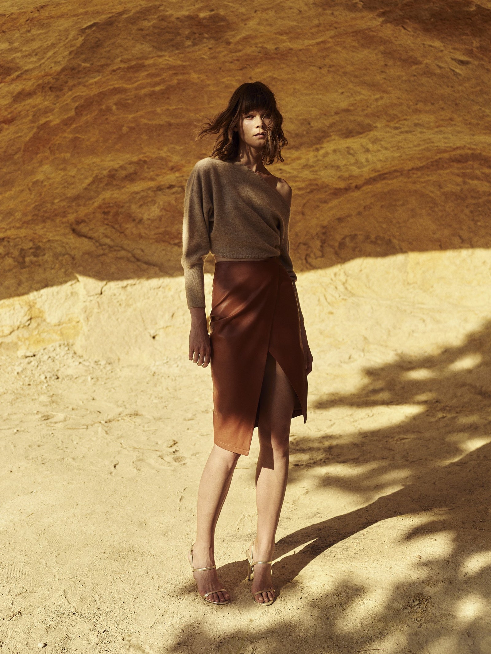 Wrap Leather Skirt