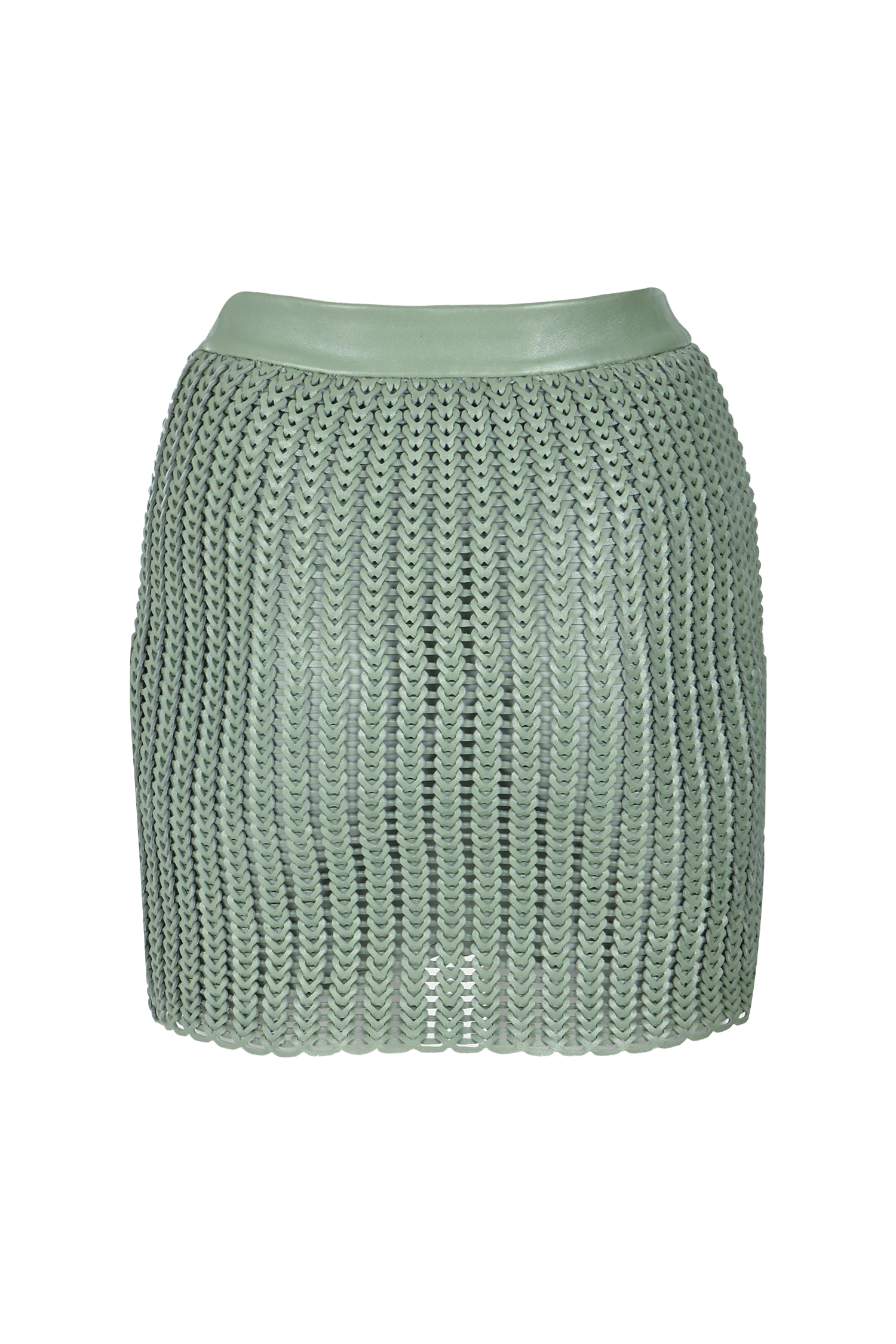 Braid Leather Mini Skirt
