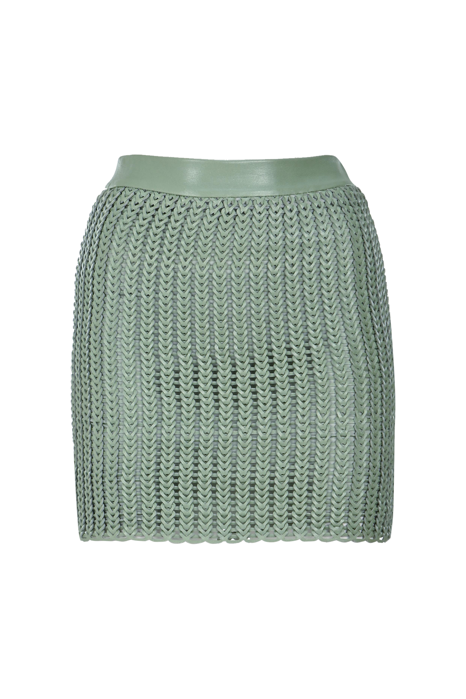 Braid Leather Mini Skirt