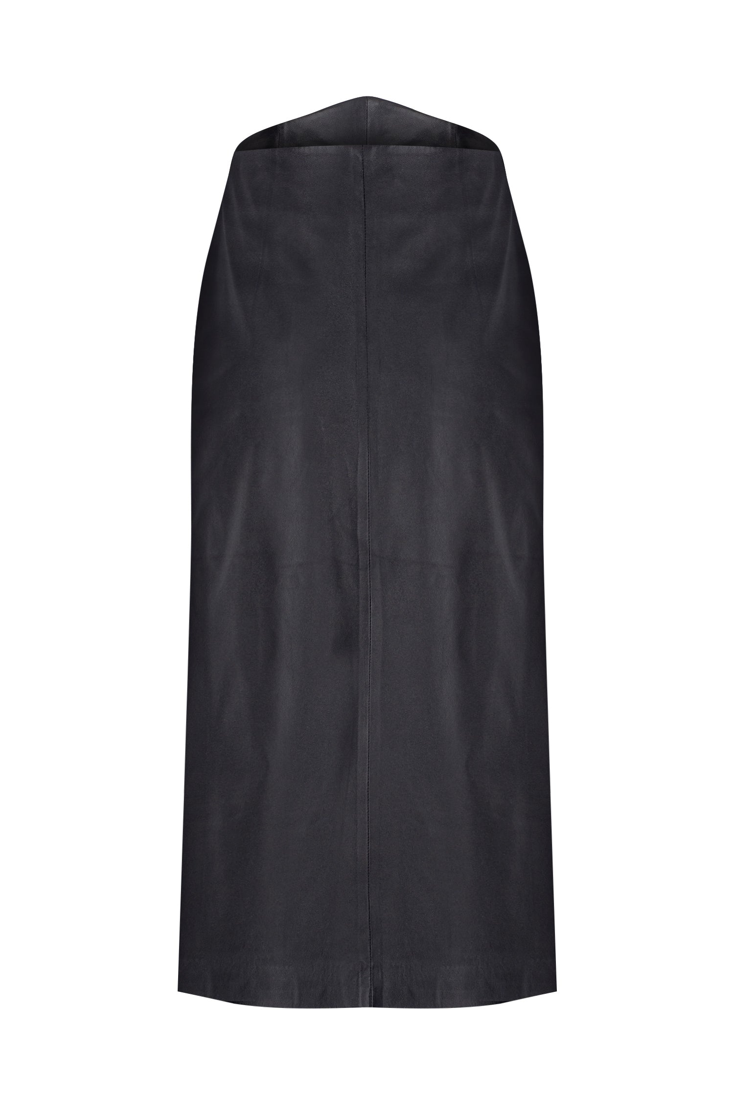 Triangle Waist Midi Leather Skirt