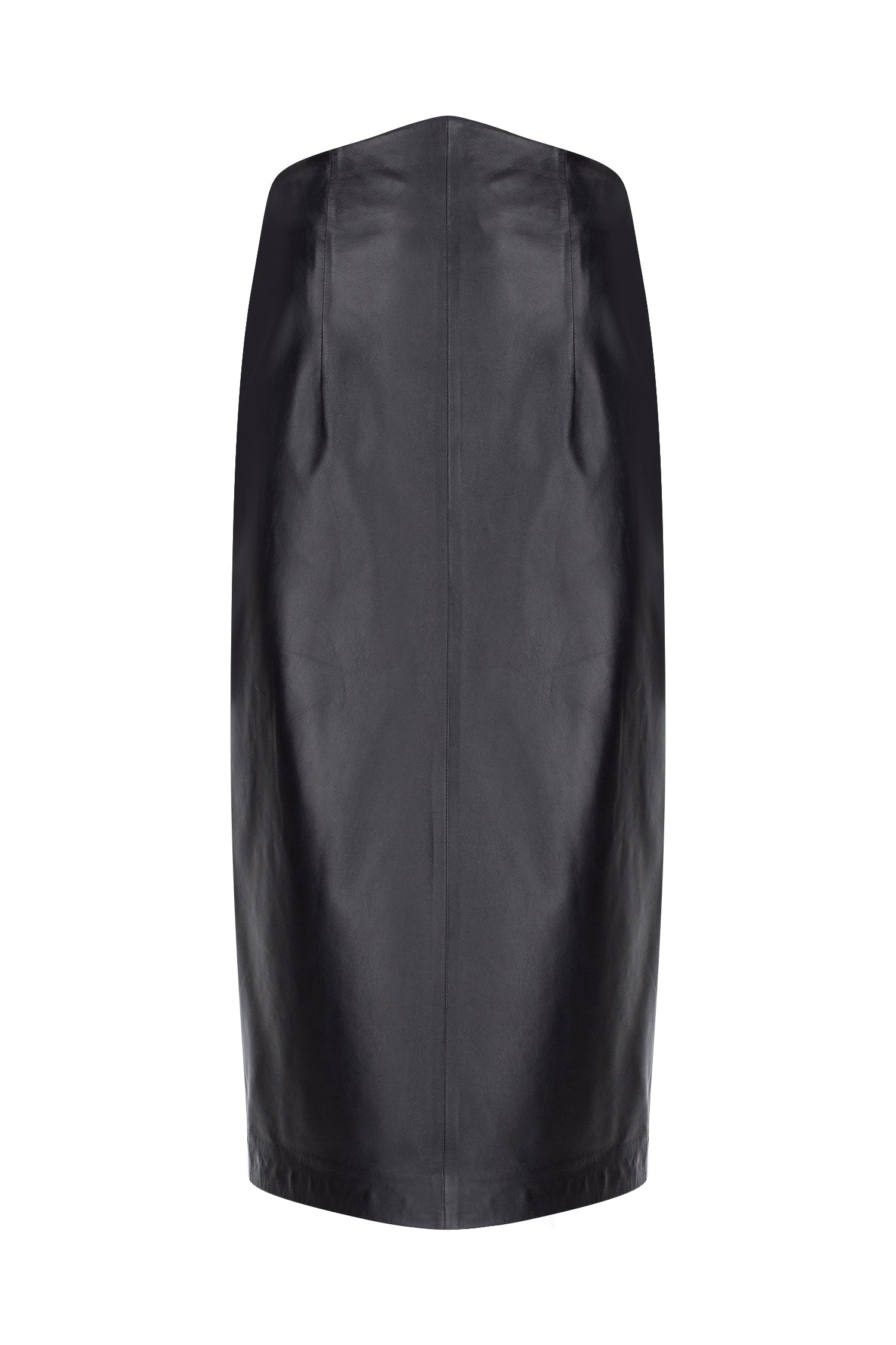 Triangle Waist Midi Leather Skirt