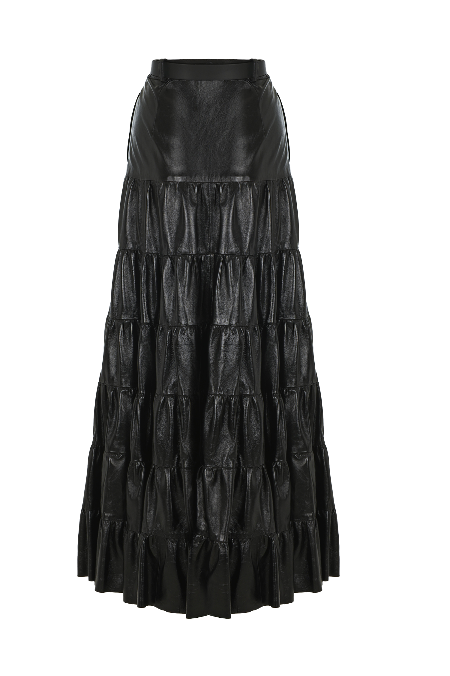 Layered Leather Maxi Skirt